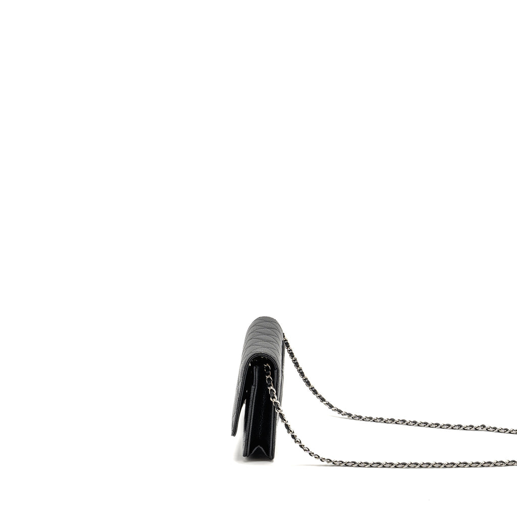 CHANEL CLASSIC WALLET ON CHAIN CAVIAR BLACK SHW (MICROCHIP)