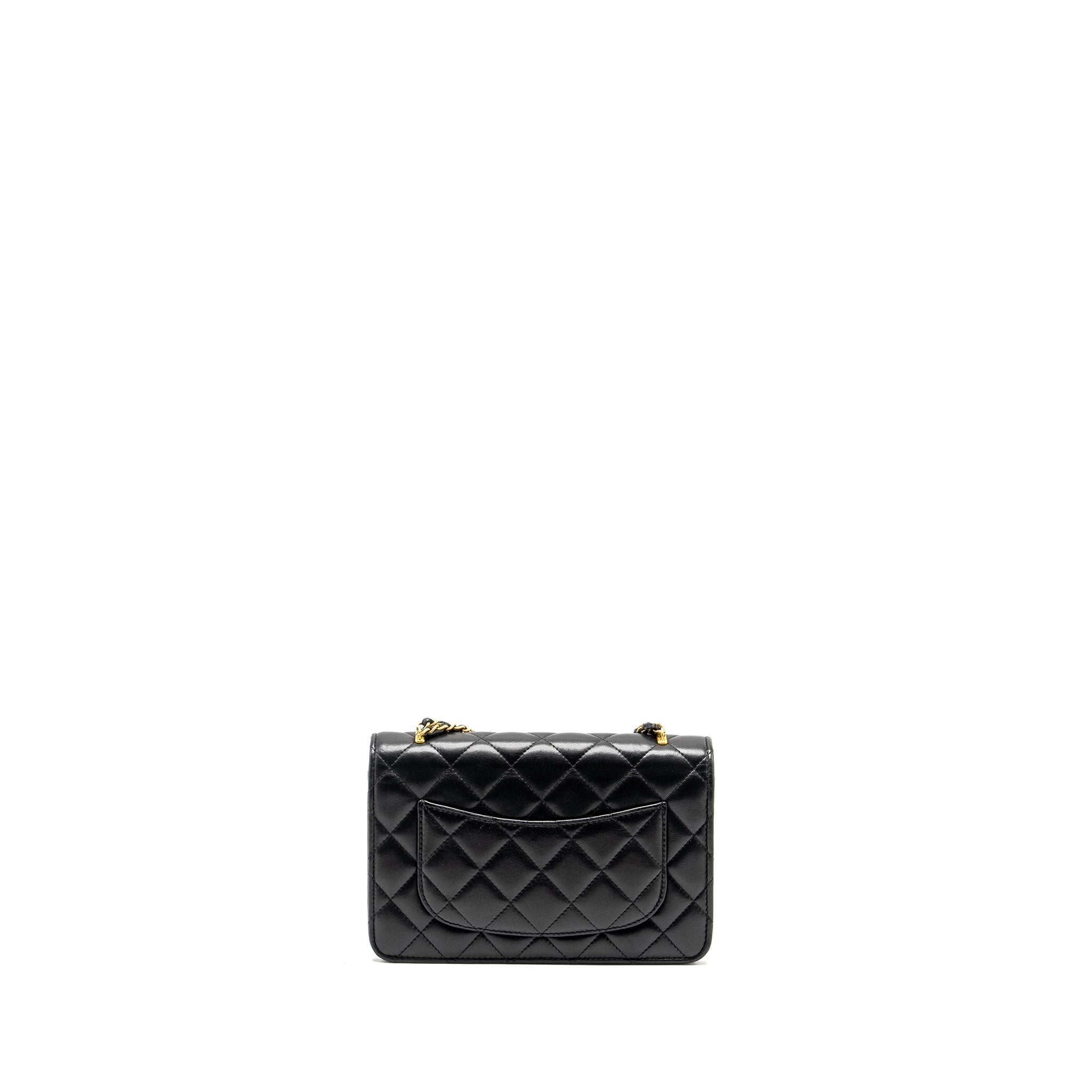 CHANEL 23A LION CHARMS WALLET ON CHAIN LAMBSKIN BLACK GHW (MICROCHIP)