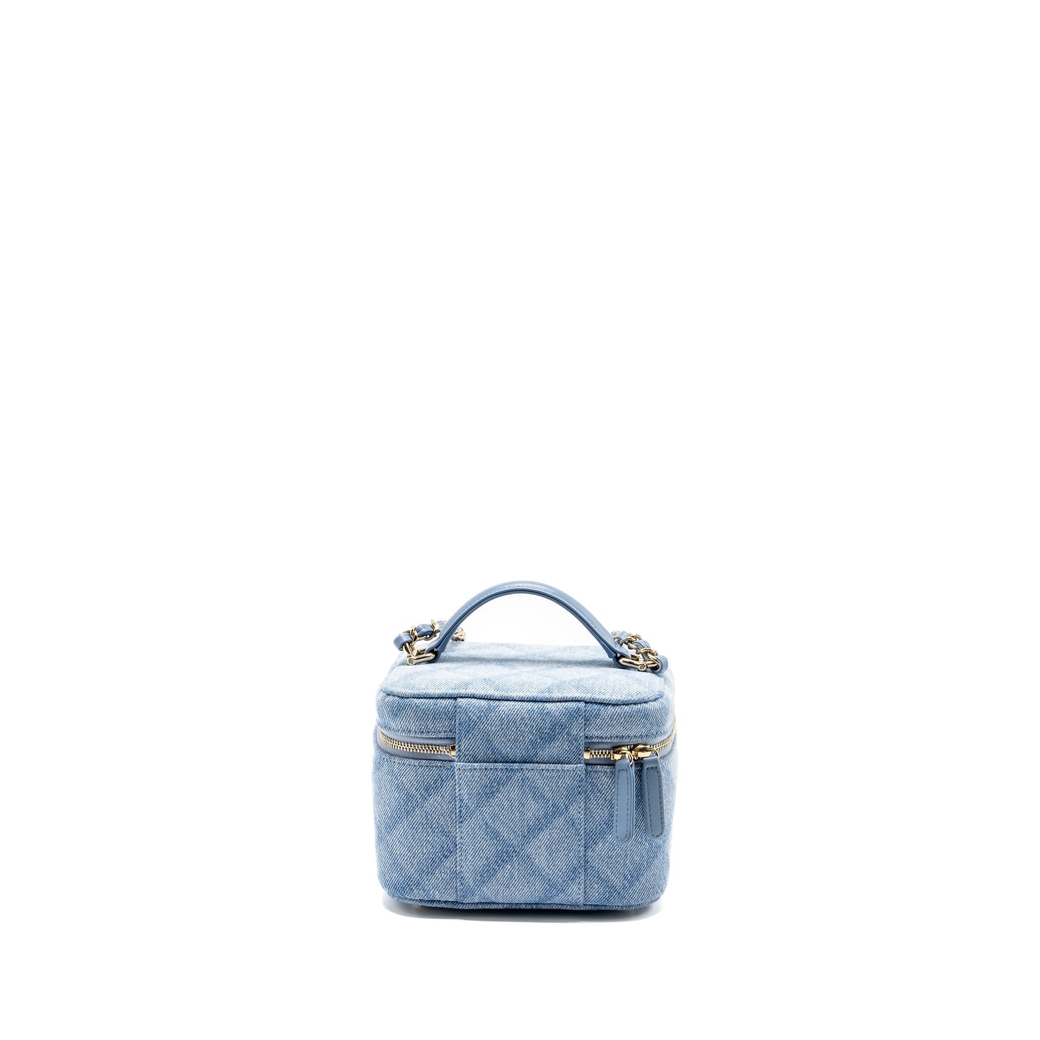 CHANEL VANITY CASE WITH CHAIN DENIM BLUE LGHW (MICROCHIP)