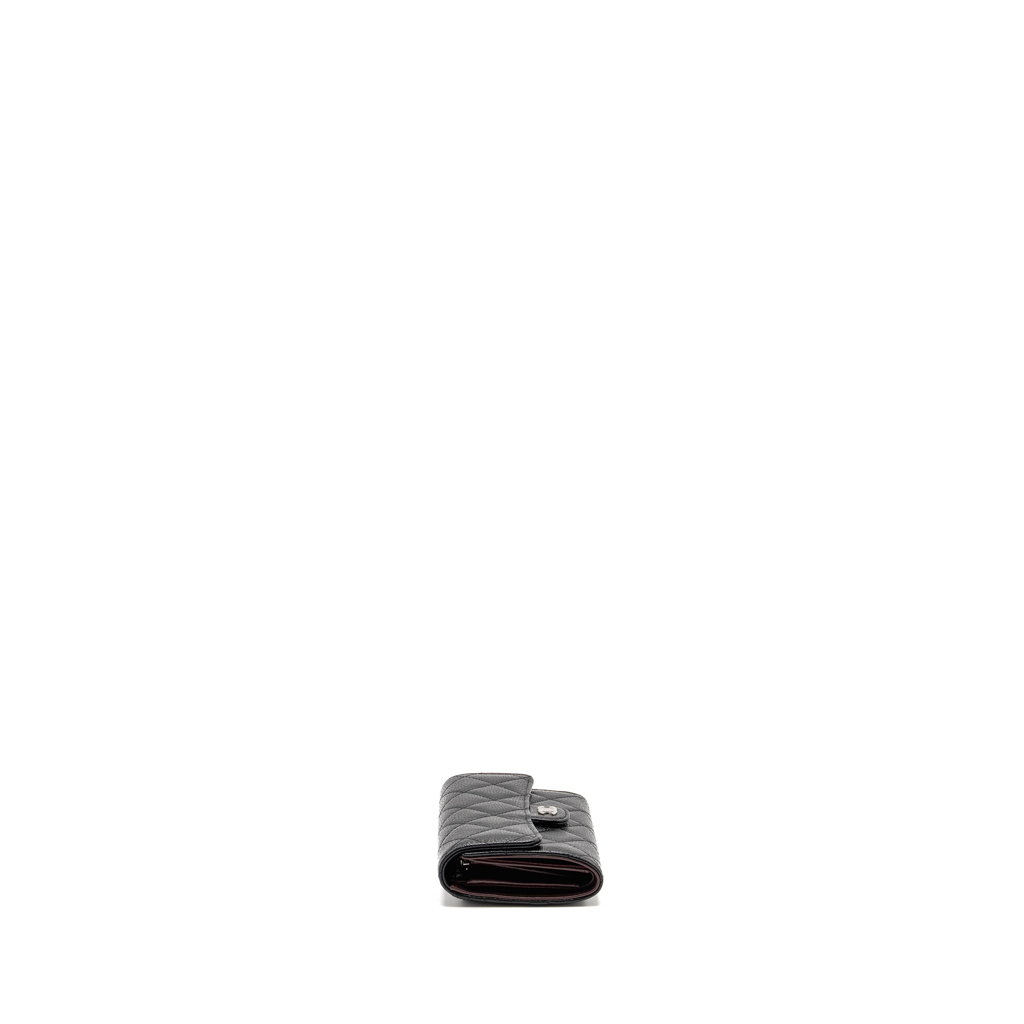 CHANEL CLASSIC FLAP WALLET CAVIAR BLACK SHW (MICROCHIP)
