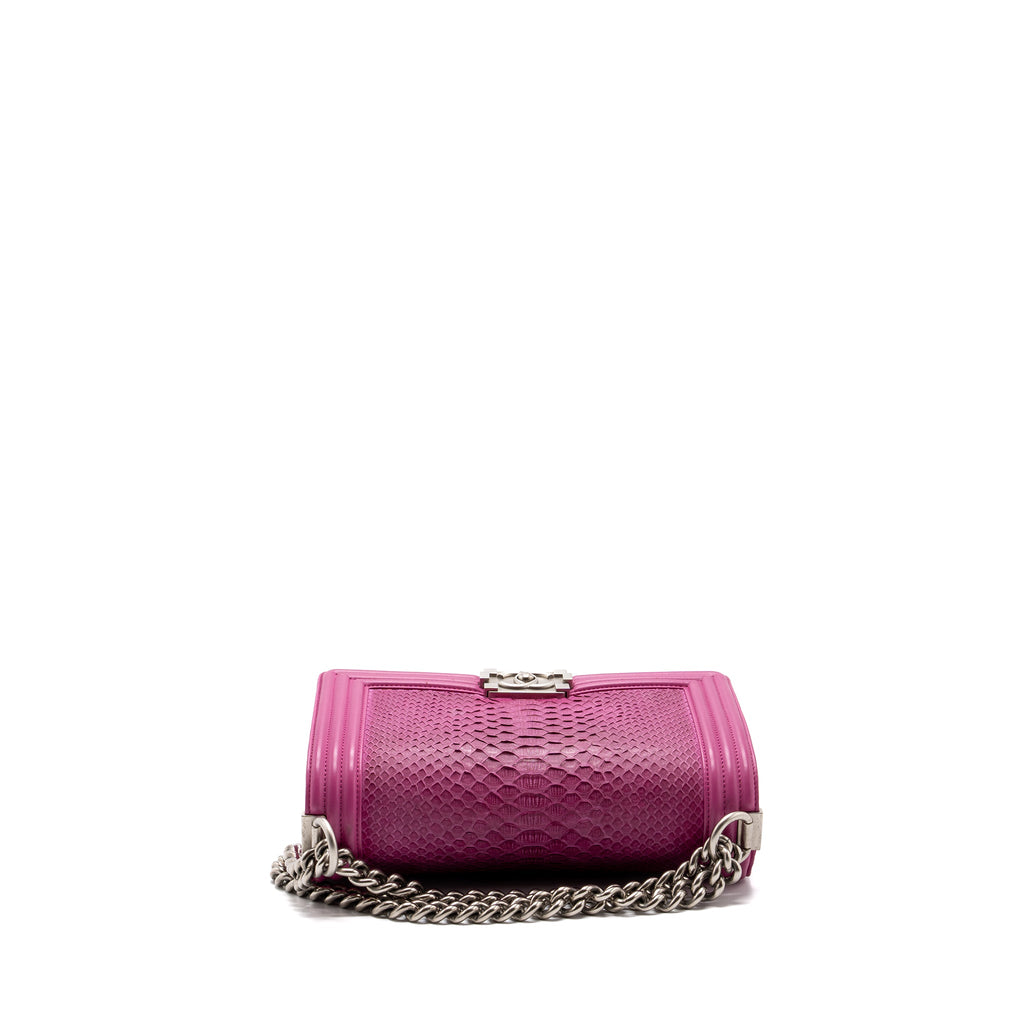CHANEL MEDIUM BOY BAG PYTHON PINK BRUSHED SHW