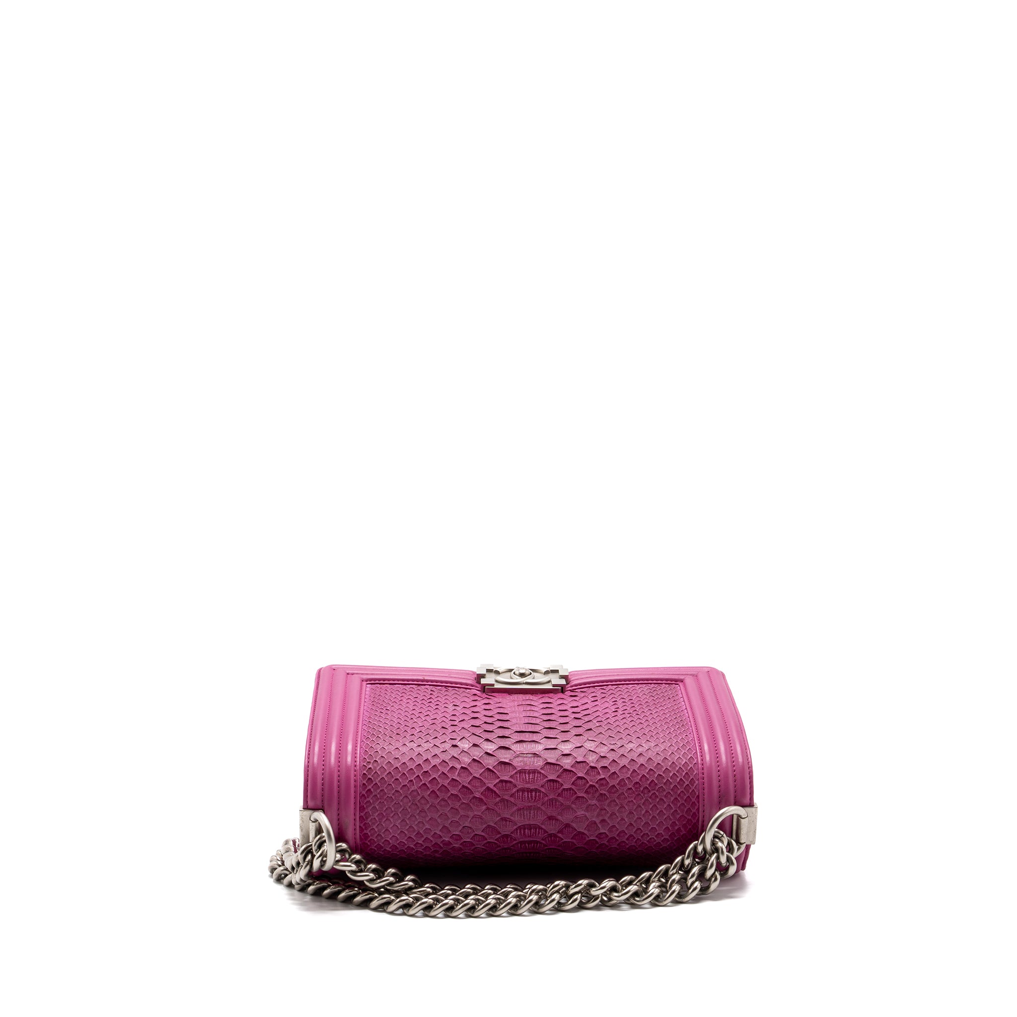 CHANEL MEDIUM BOY BAG PYTHON PINK BRUSHED SHW