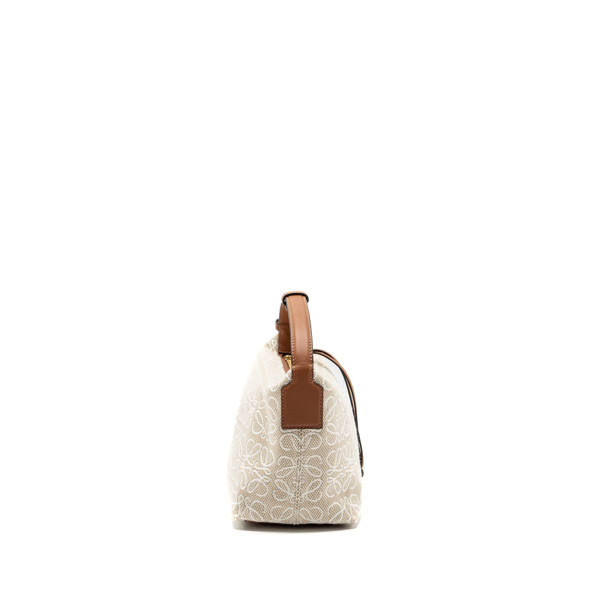 LOEWE SMALL CUBI BAG ANAGRAM JACQUARD CANVAS / CALFSKIN BEIGE / TAN GHW