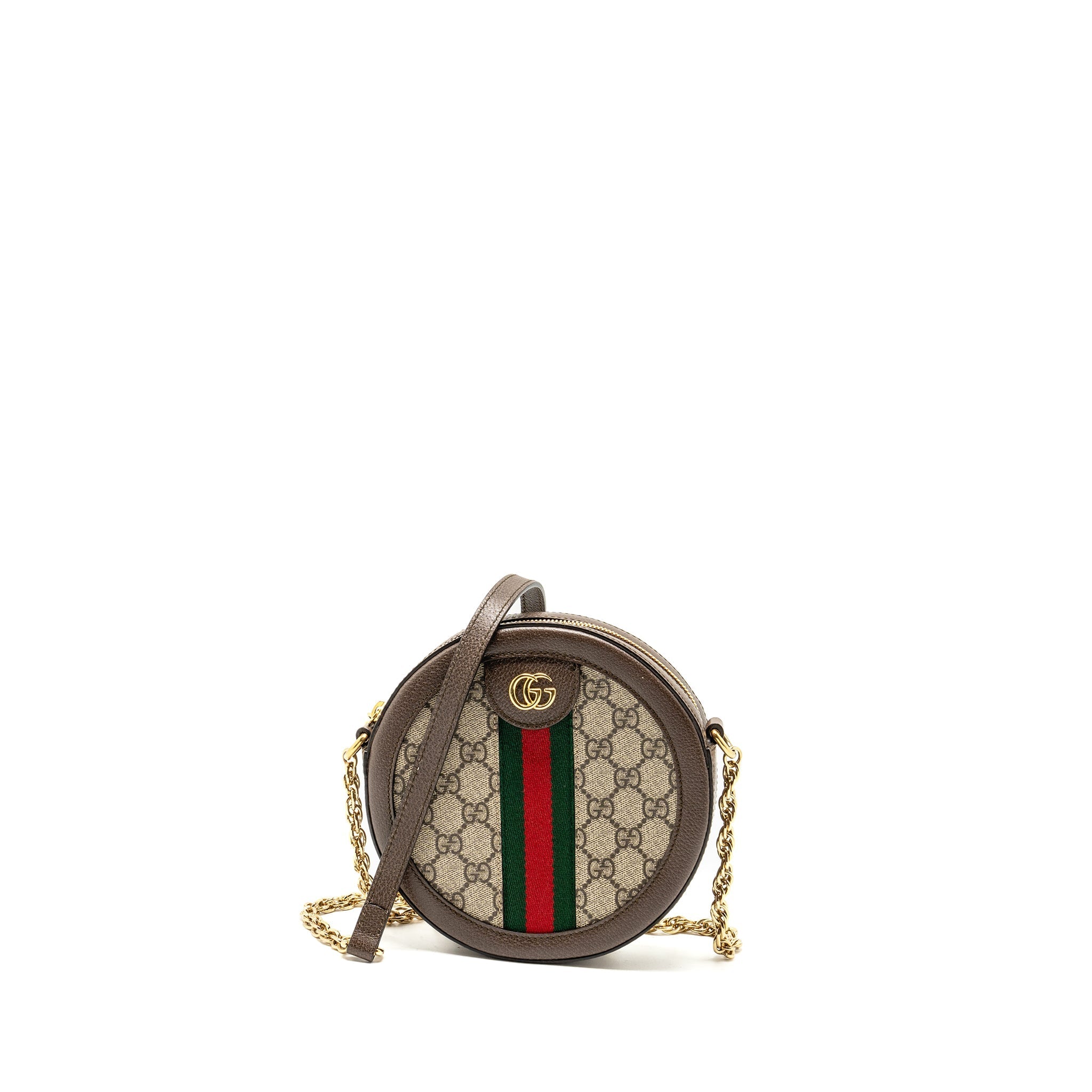 GUCCI OPHIDIA GG ROUND SHOULDER CROSSBODY BAG GG SUPREME CANVAS GHW
