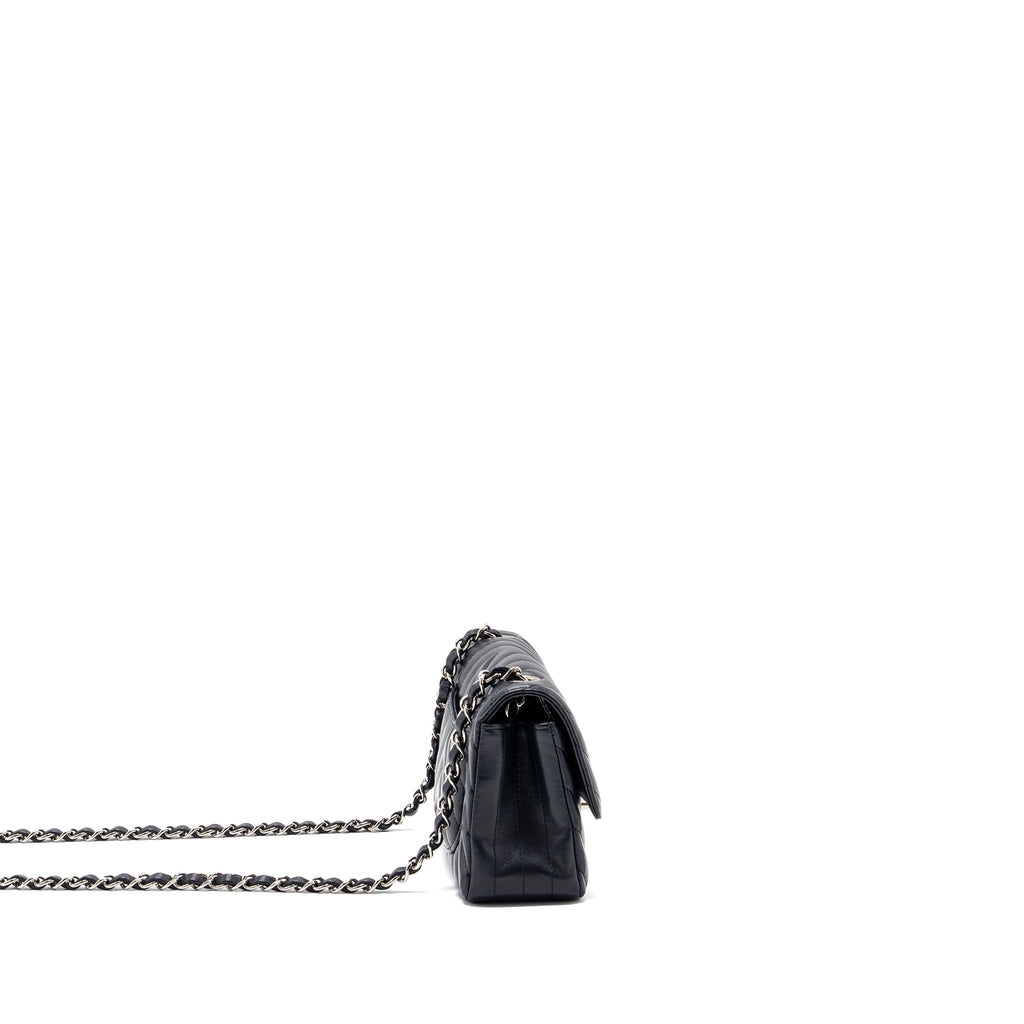 CHANEL MINI RECTANGULAR FLAP BAG CHEVRON LAMBSKIN NAVY SHW