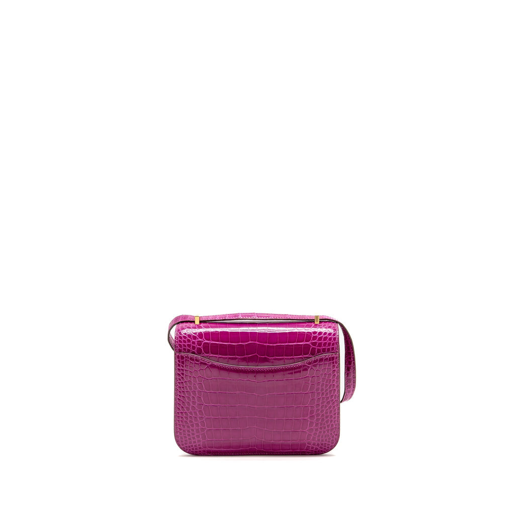 HERMES MINI CONSTANCE SHINY ALLIGATOR MISSIPPIENS J5 ROSE SHEHERARADEZ GHW