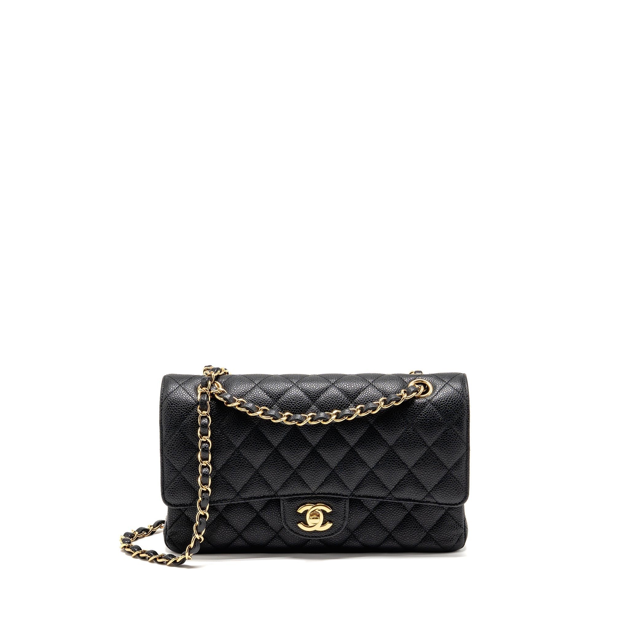 CHANEL MEDIUM CLASSIC DOUBLE FLAP BAG CAVIAR BLACK GHW