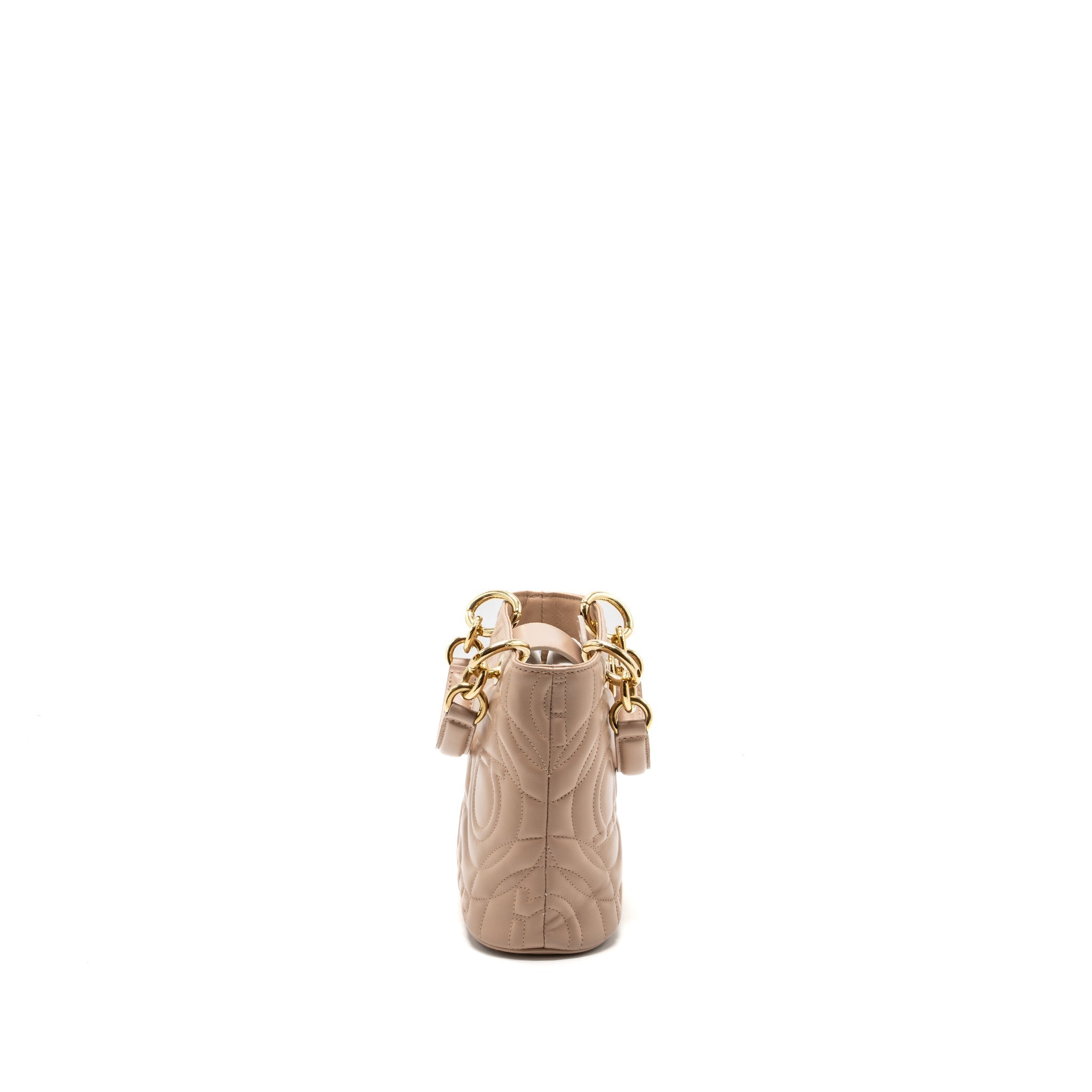 FERRAGAMO GANCINI QUILTED TOTE BAG CALFSKIN BEIGE LGHW