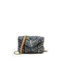 SAINT LAURENT/YSL TOY LOULOU PUFFER SHOULDER BAG DENIM INDIGO BLUE/CINNAMON GHW