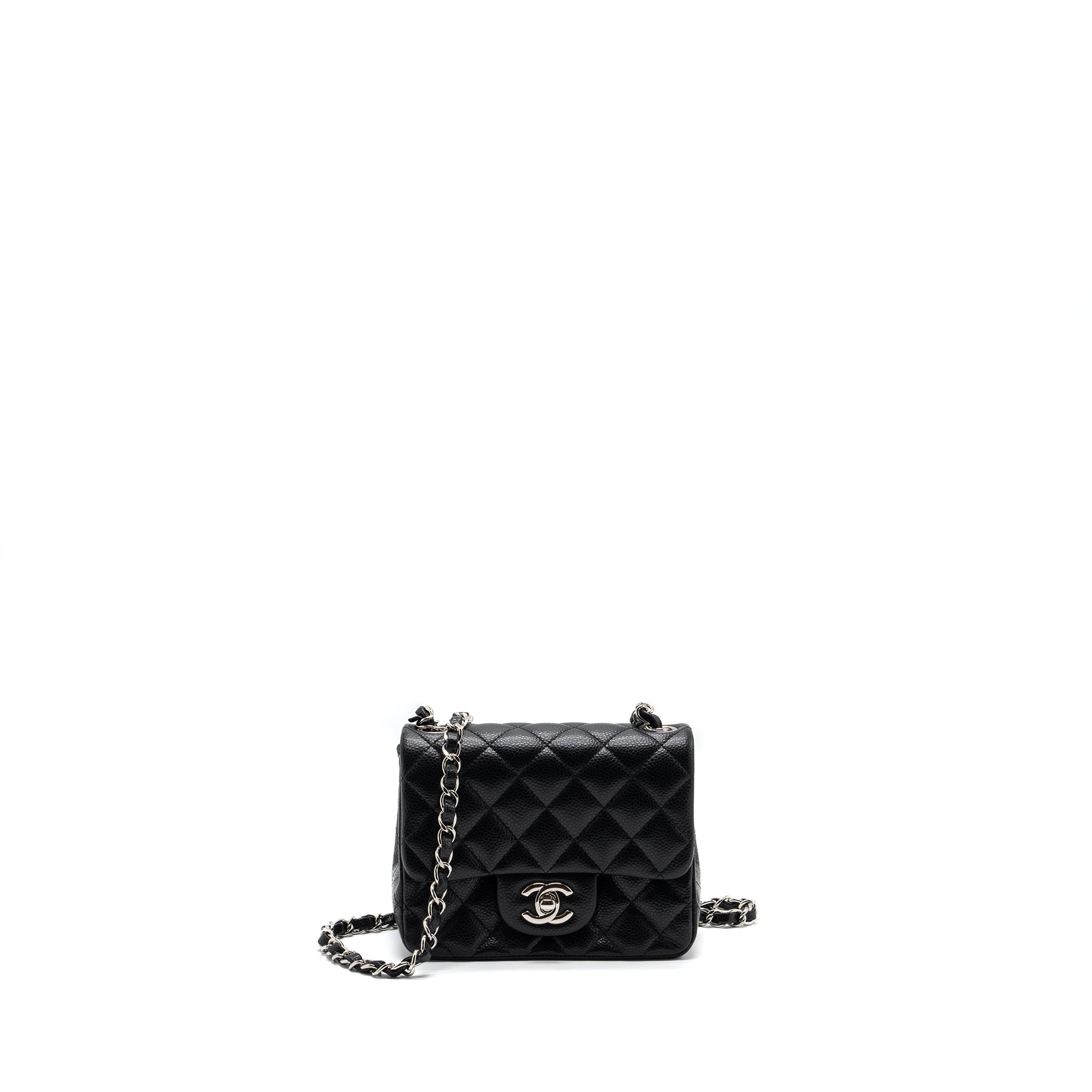 CHANEL CLASSIC MINI SQUARE FLAP BAG CAVIAR BLACK SHW