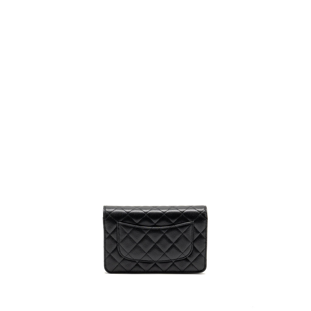 CHANEL CLASSIC WALLET ON CHAIN CAVIAR BLACK SHW (MICROCHIP)