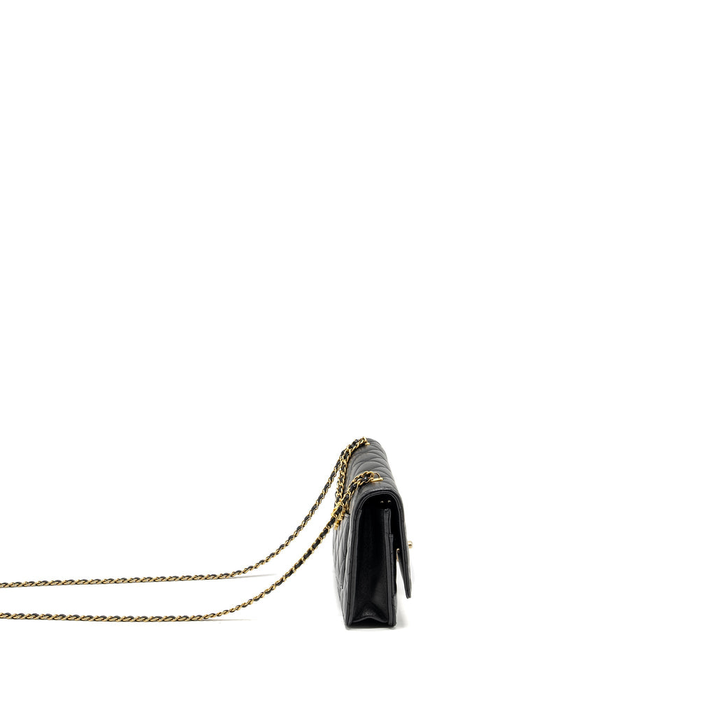 CHANEL 23A LION CHARMS WALLET ON CHAIN LAMBSKIN BLACK GHW (MICROCHIP)