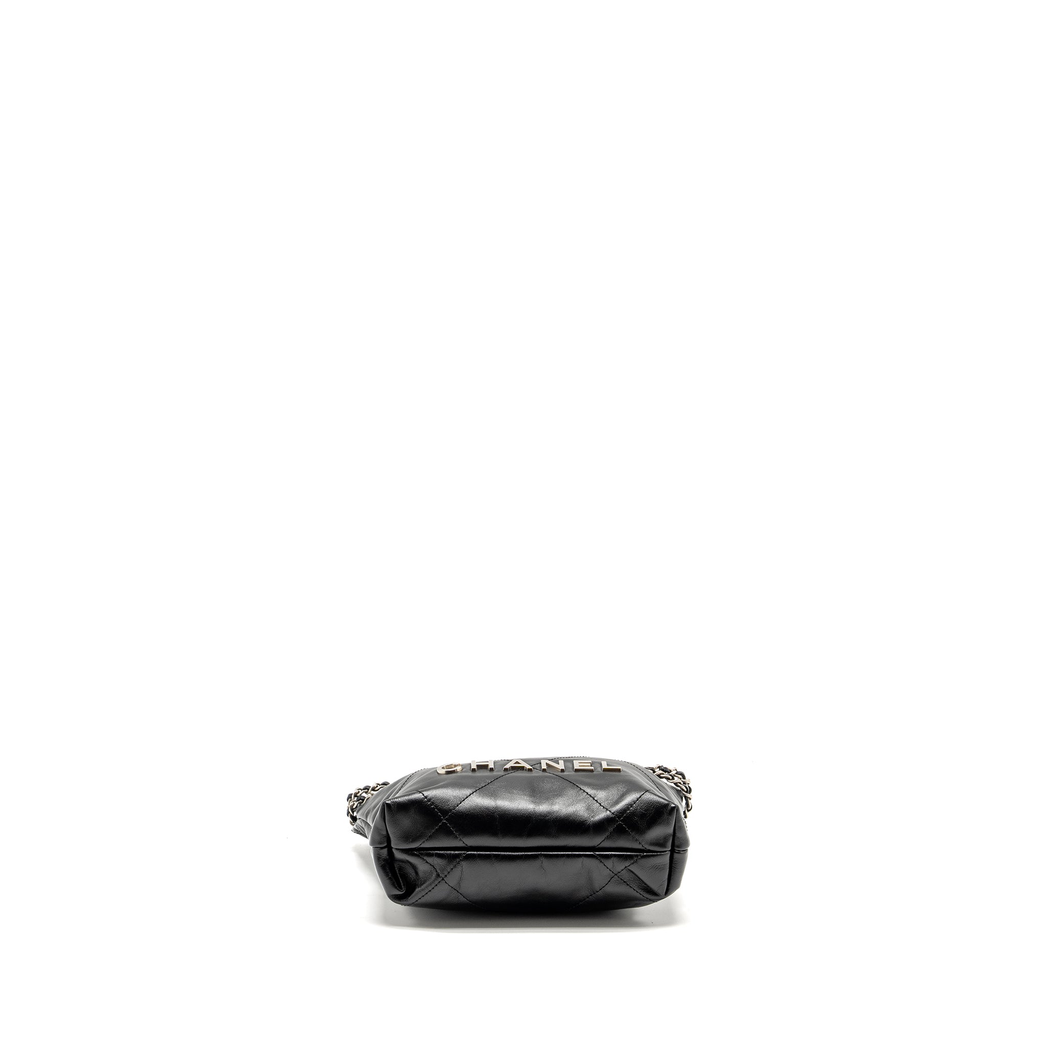 CHANEL MINI 22 BAG SHINY CALFSKIN BLACK SHW (MICROCHIP)