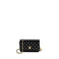 CHANEL PEARL CRUSH WALLET ON CHAIN LAMBSKIN BLACK GHW (MICROCHIP)