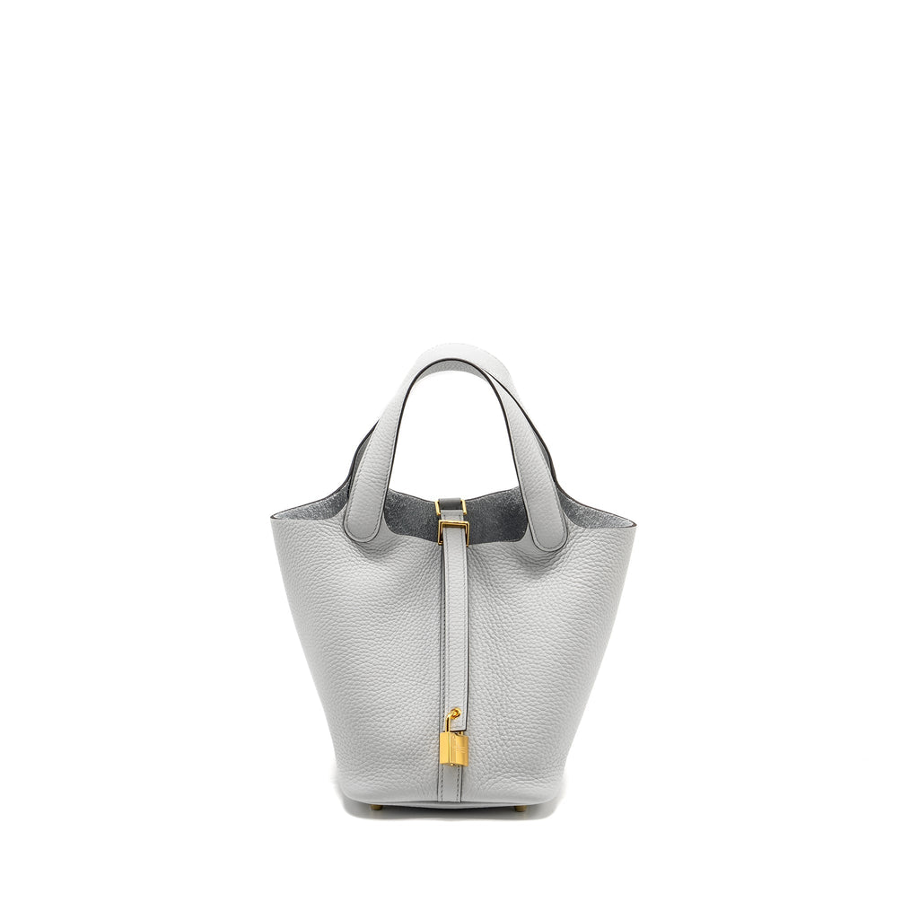HERMES PICOTIN 18 LOCK BAG CLEMENCE BLEU PALE GHW