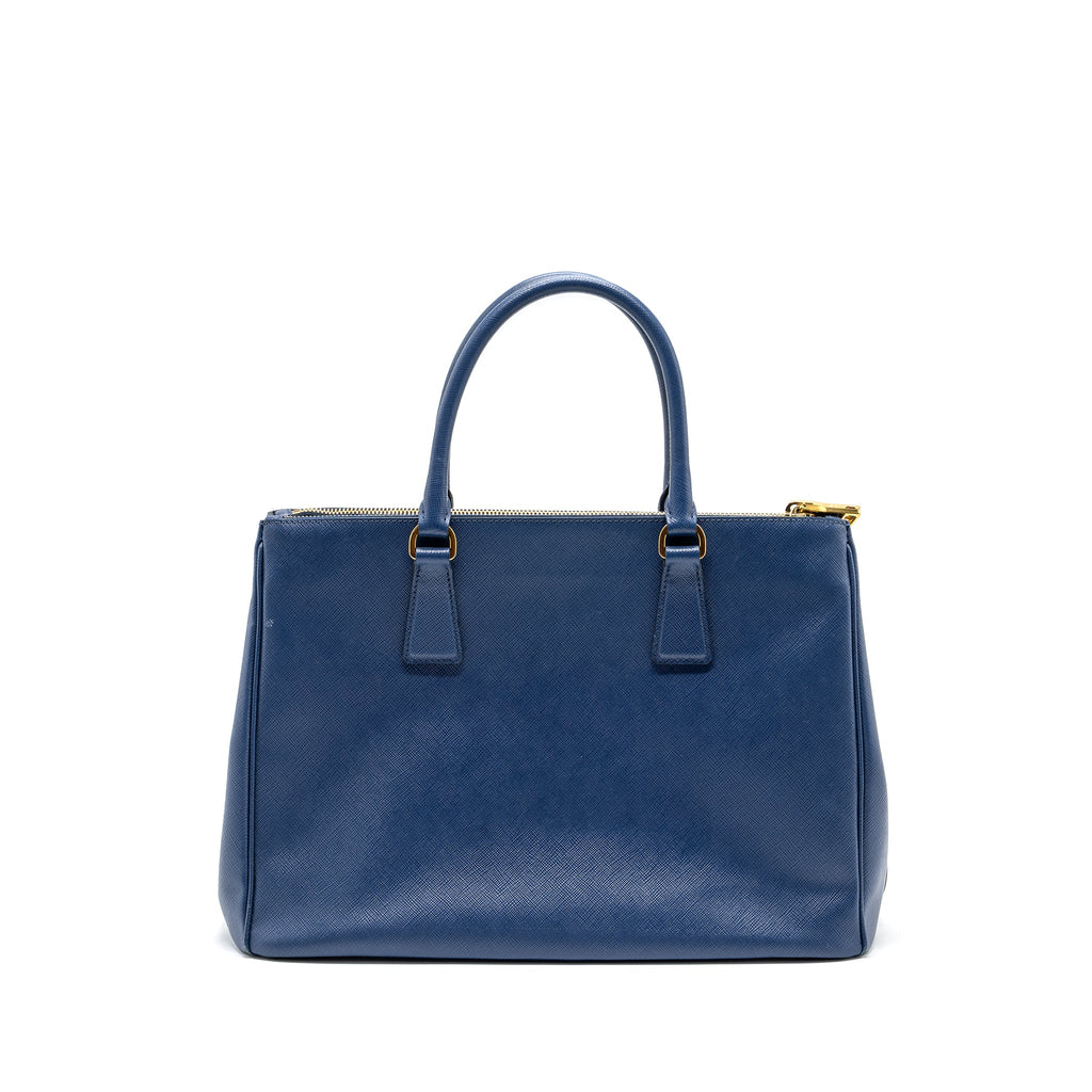 PRADA DOUBLE ZIP TOTE BAG SAFFIANO CALFSKIN BLUE GHW