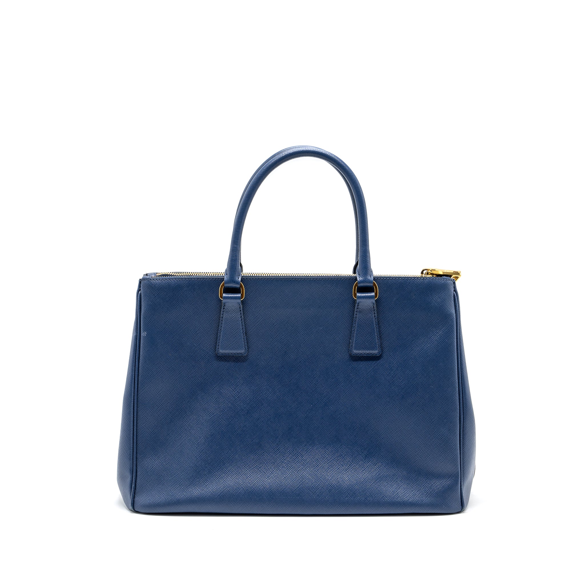 PRADA DOUBLE ZIP TOTE BAG SAFFIANO CALFSKIN BLUE GHW