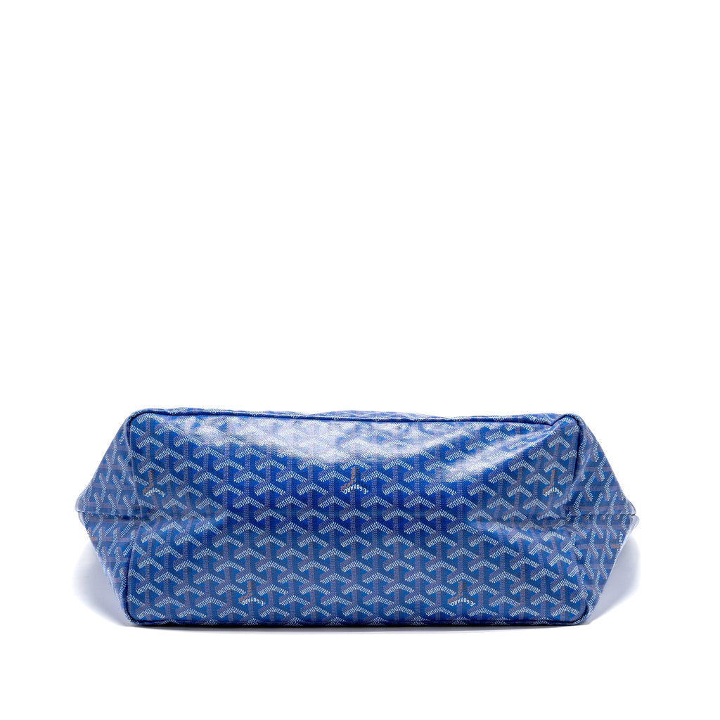 GOYARD SAINT LOUIS GM TOTE BAG GOYARDINE CANVAS/CALFSKIN LEATHER BLUE SHW