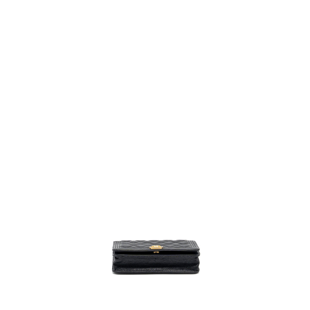 CHANEL BOY WALLET ON CHAIN CAVIAR BLACK GHW