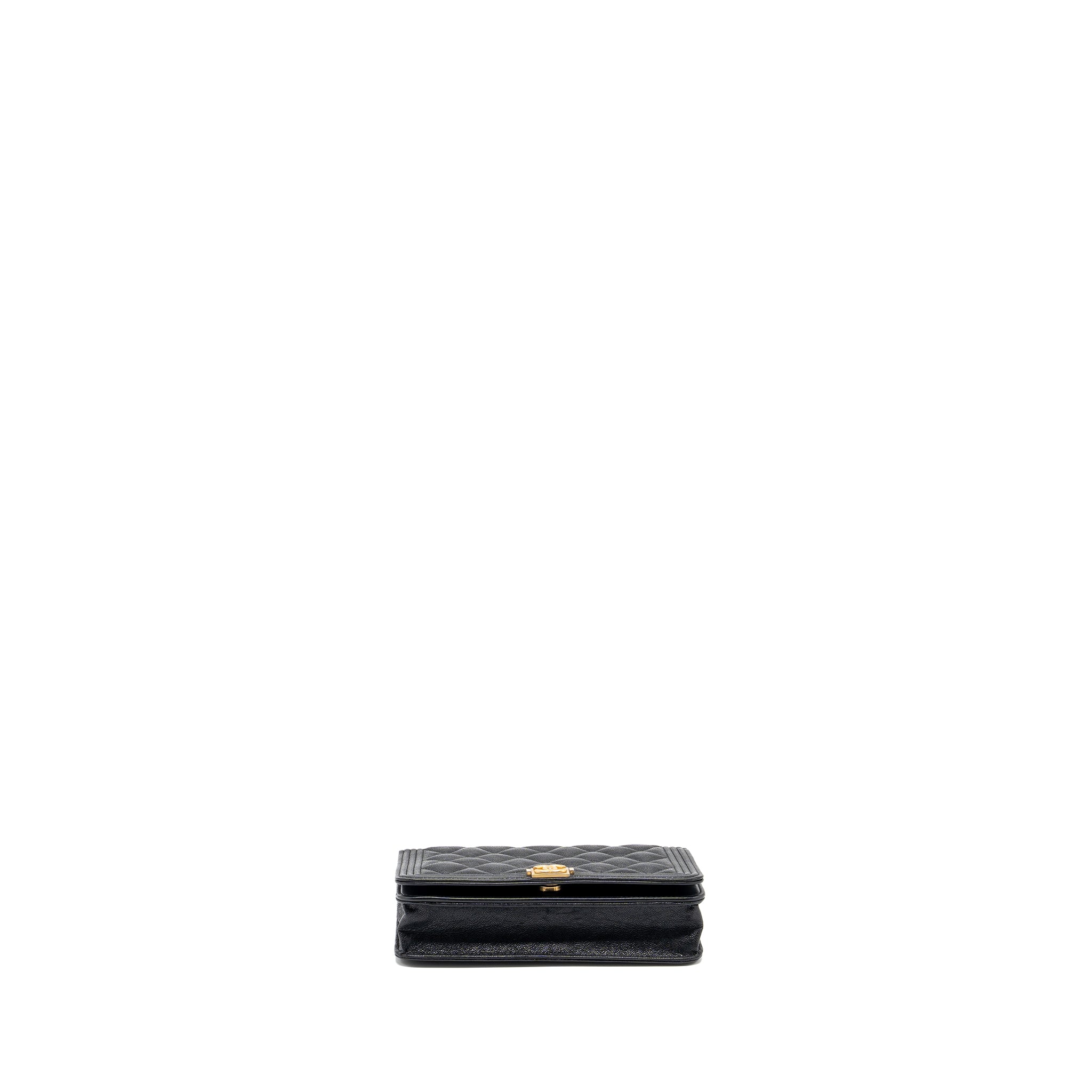 CHANEL BOY WALLET ON CHAIN CAVIAR BLACK GHW