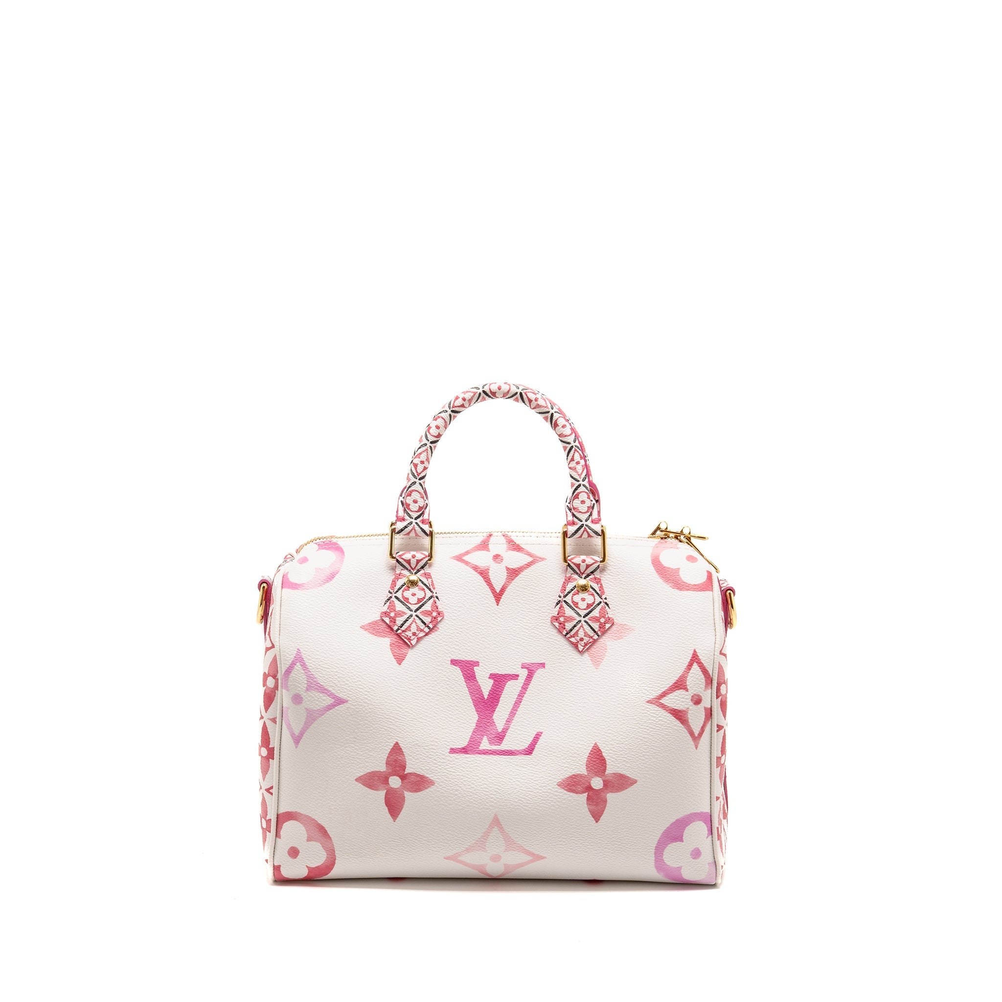 LOUIS VUITTON BY THE POOL SPEEDY BANDOULIERE 25 GIANT MONOGRAM CANVAS PINK/WHITE GHW