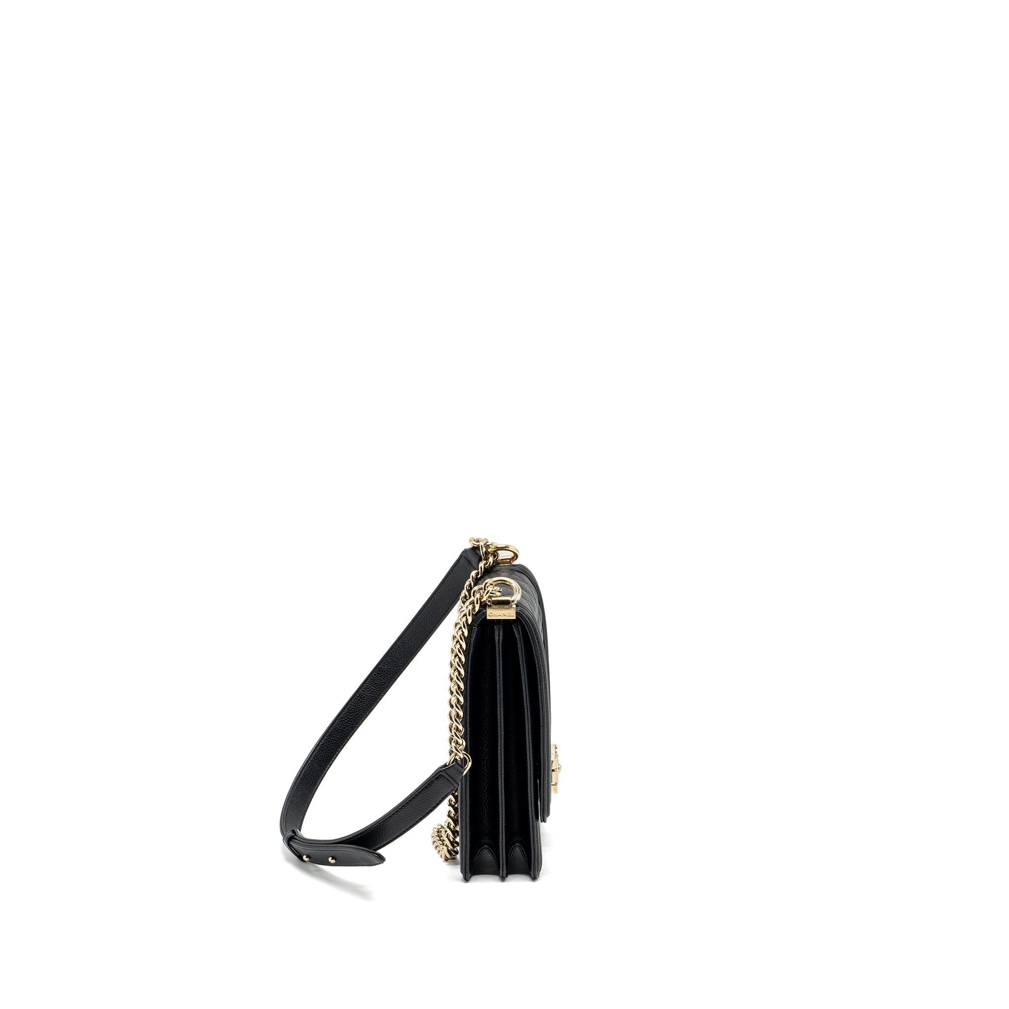 CHANEL NORTH SOUTH BOY BAG CAVIAR BLACK LGHW