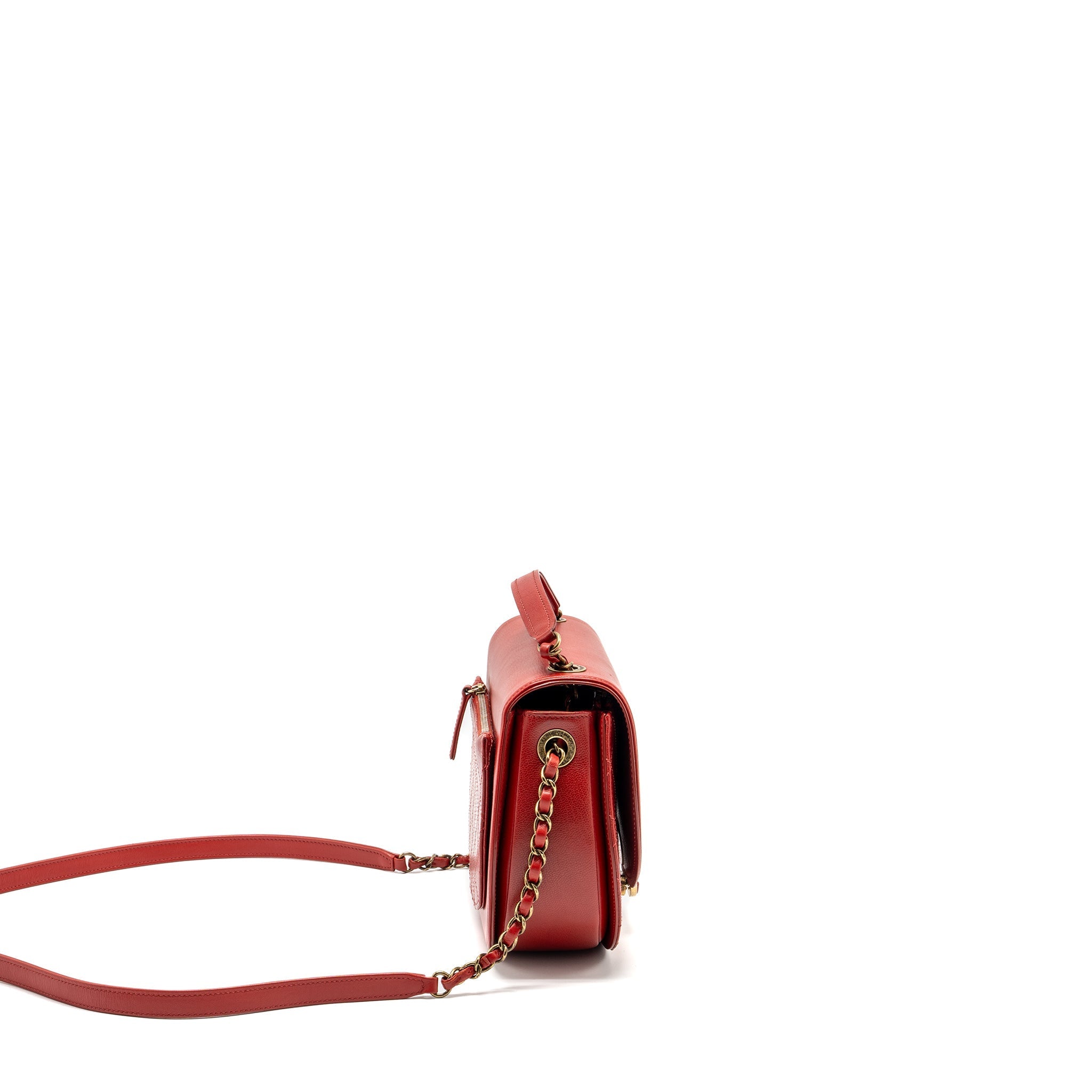 CHANEL MEDIUM COCO CURVE FLAP BAG CALFSKIN RED GHW