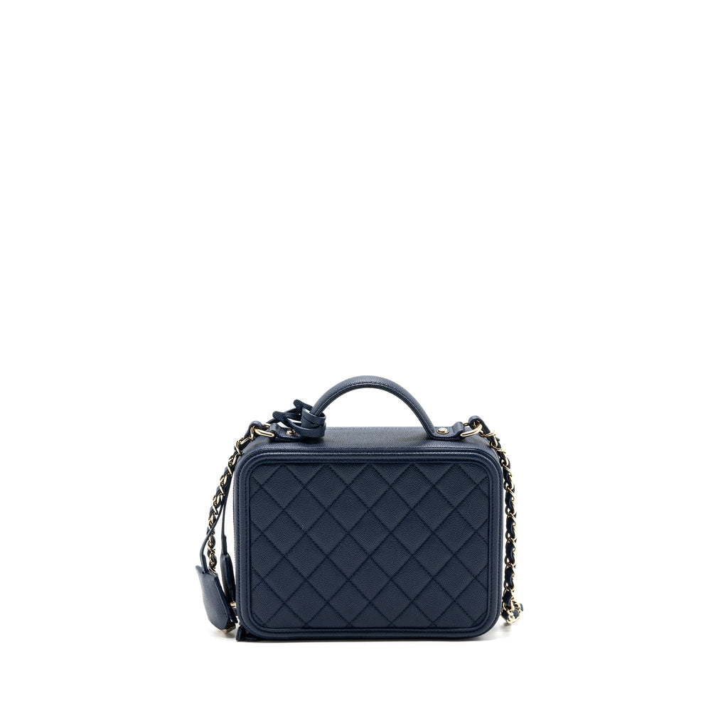 CHANEL FILIGREE CAMERA BAG CAVIAR DARK BLUE LGHW