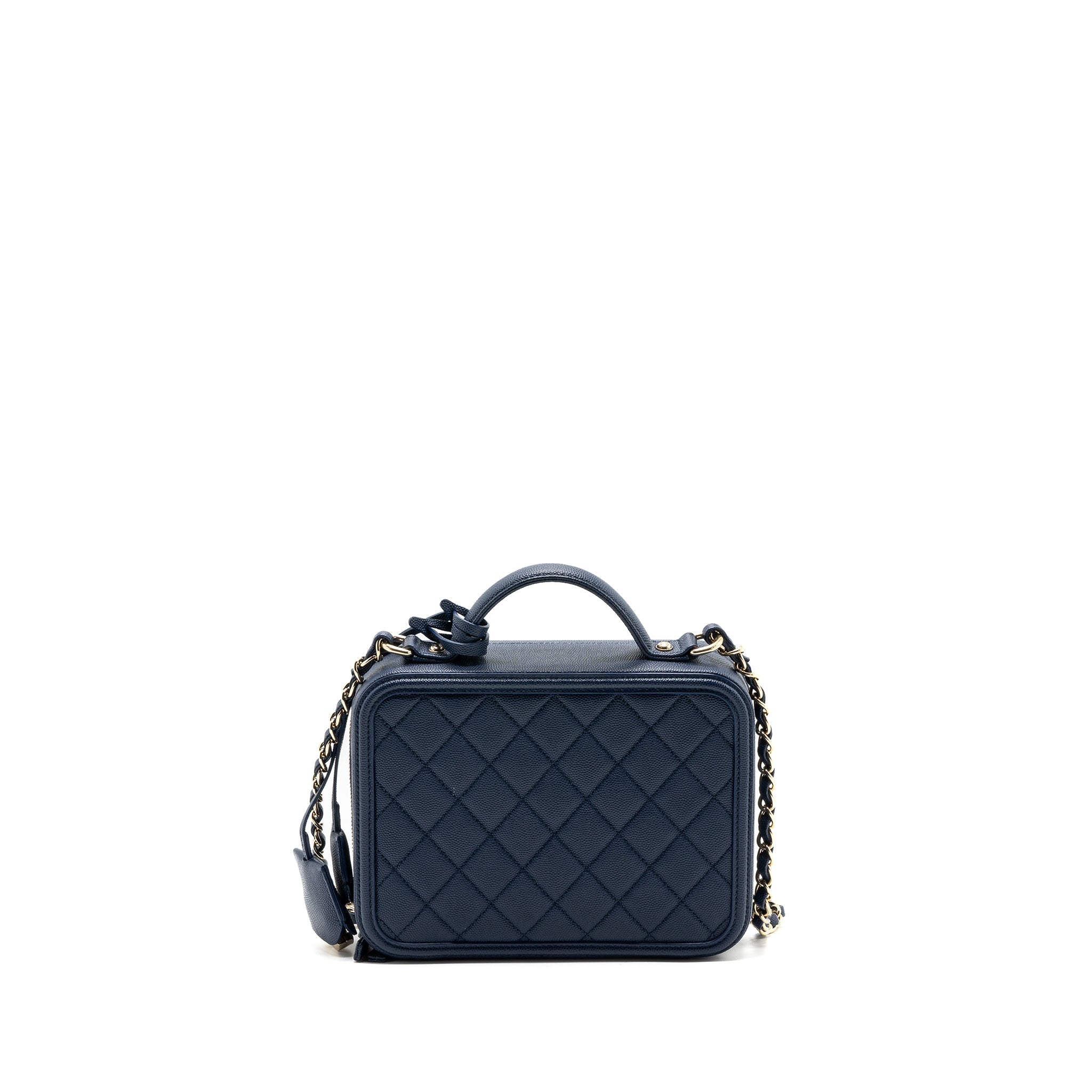 CHANEL FILIGREE CAMERA BAG CAVIAR DARK BLUE LGHW