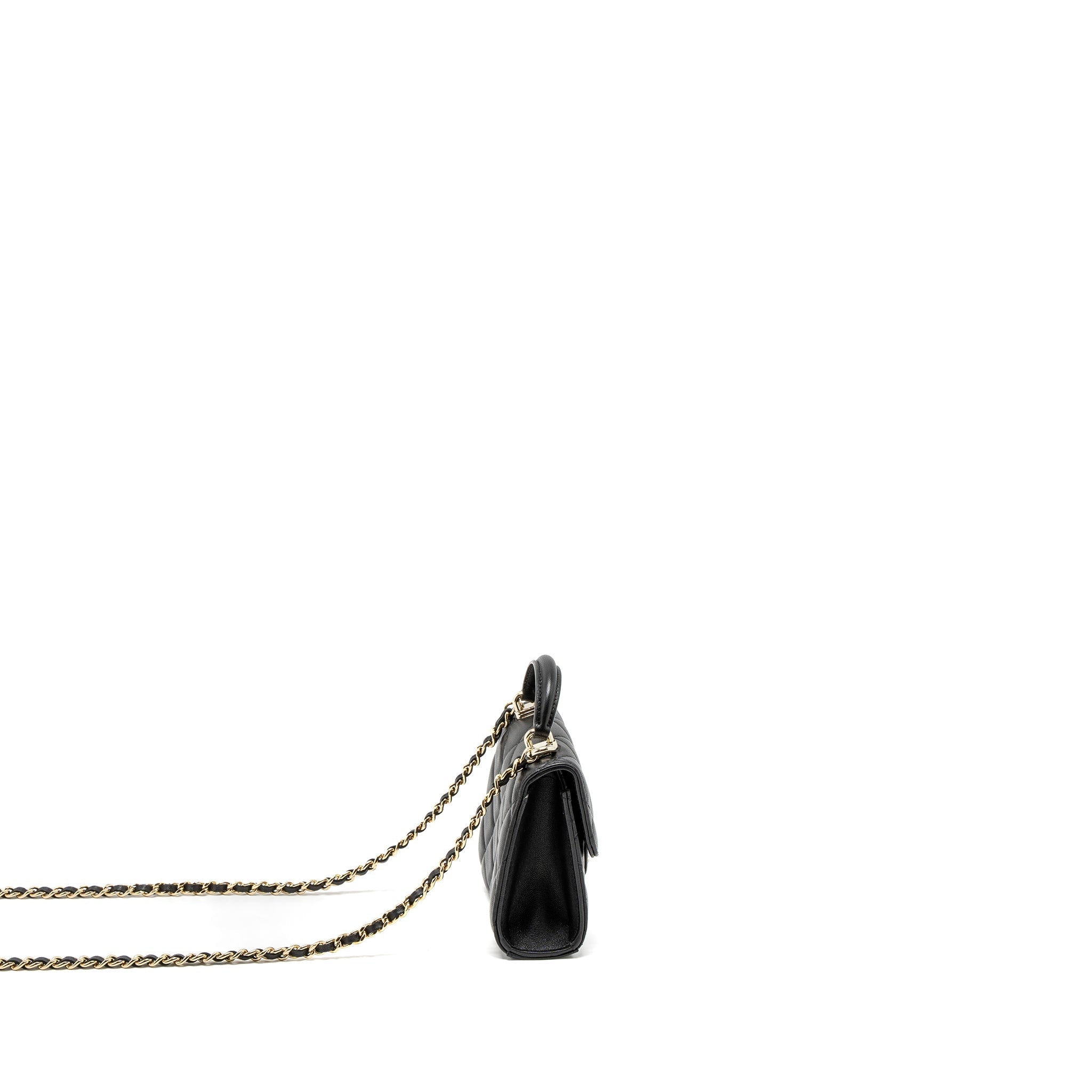 CHANEL TOP HANDLE MINI FLAP BAG LAMBSKIN BLACK LGHW (MICROCHIP)