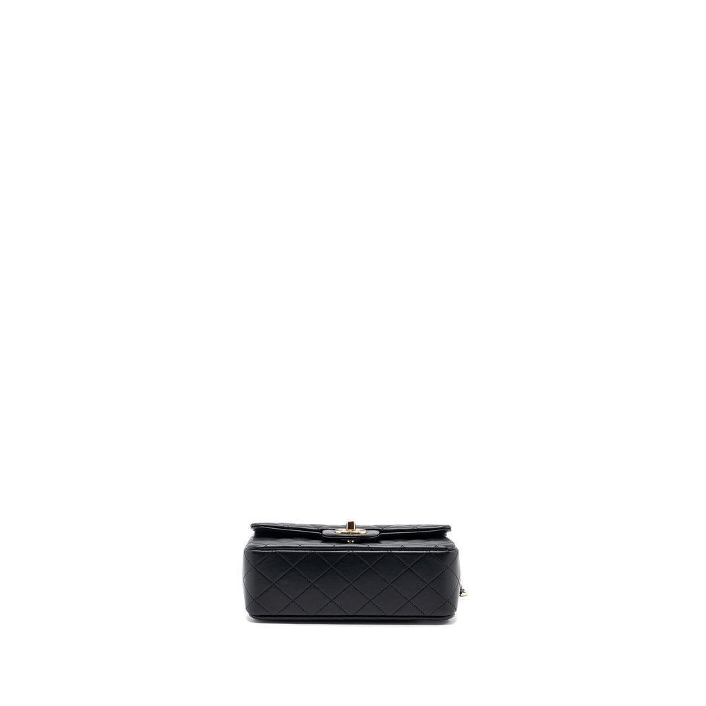 CHANEL 22P LION CHARM TOP HANDLE MINI RECTANGULAR FLAP BAG LAMBSKIN BLACK LGHW (MICROCHIP)