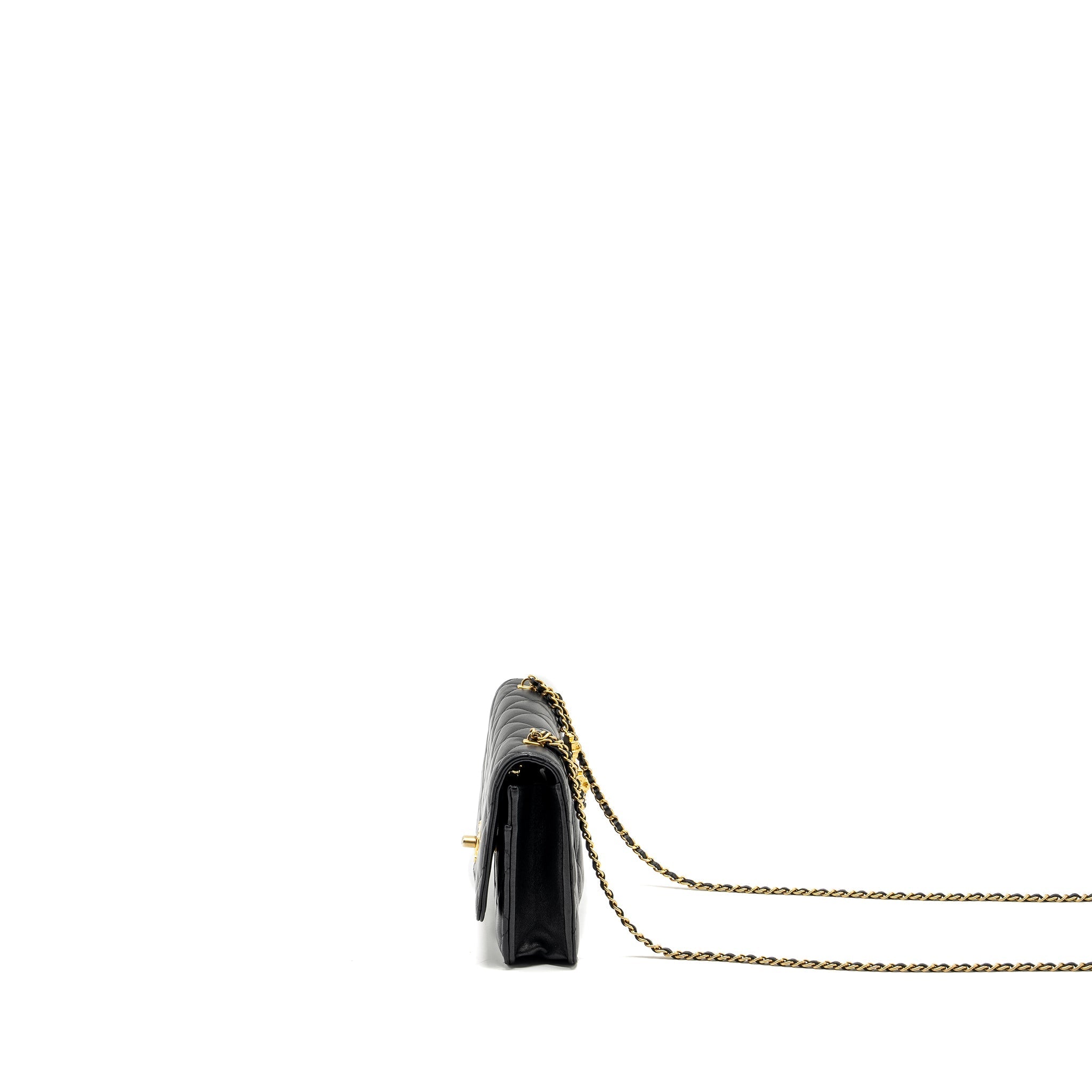 CHANEL 23A LION CHARMS WALLET ON CHAIN LAMBSKIN BLACK GHW (MICROCHIP)