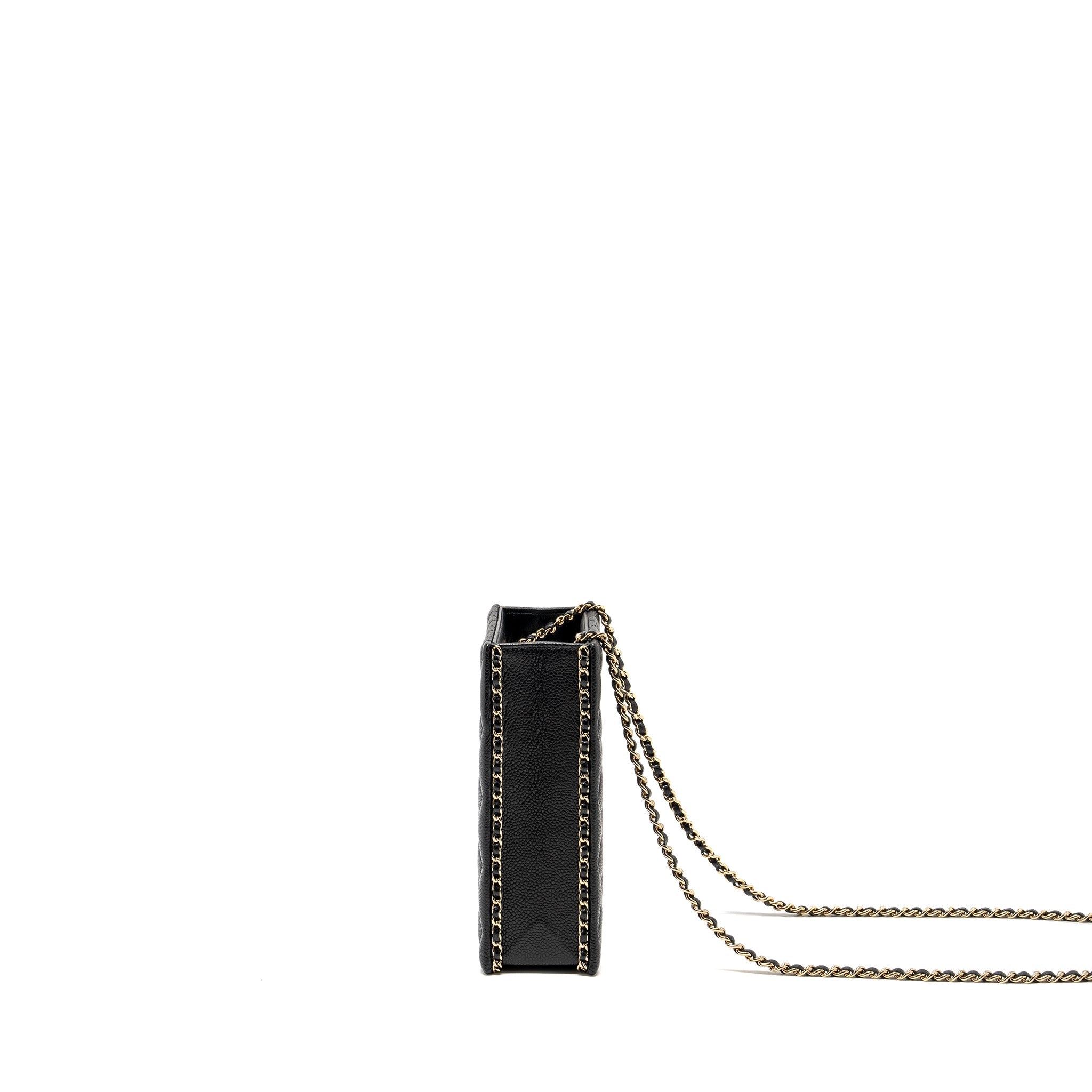 CHANEL QUILTED EVENING BOX BAG CAVIAR BLACK LGHW (MICROCHIP)
