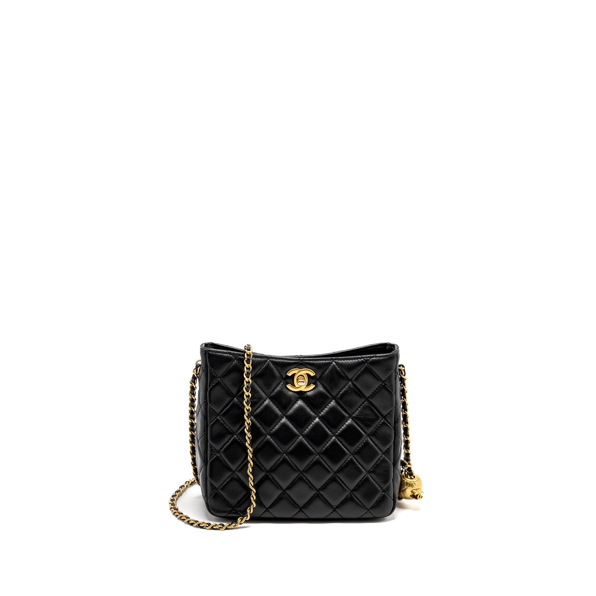 CHANEL 22B PEARL CRUSH HOBO BAG LAMBSKIN BLACK GHW (MICROCHIP)