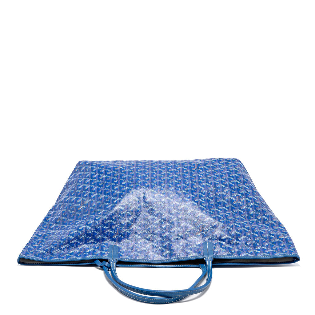 GOYARD SAINT LOUIS GM TOTE BAG GOYARDINE CANVAS/CALFSKIN LEATHER BLUE SHW