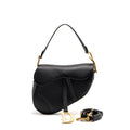 DIOR SADDLE BAG WITH STRAP GRAINED CALFSKIN BLACK GHW