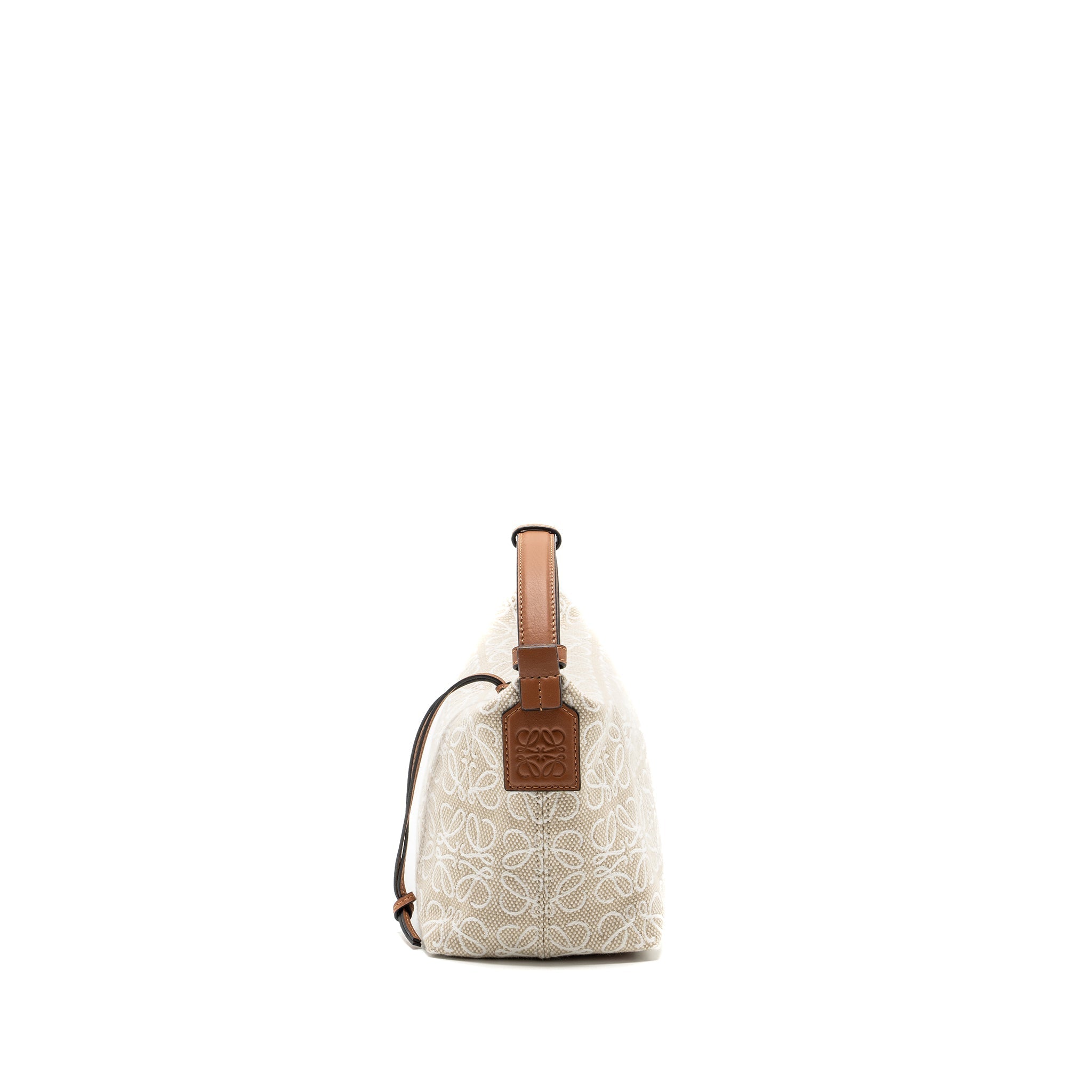 LOEWE SMALL CUBI BAG ANAGRAM JACQUARD CANVAS / CALFSKIN BEIGE / TAN GHW