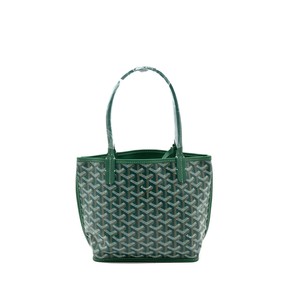 GOYARD MINI ANJOU TOTE BAG CANVAS / CALFSKIN GREEN SHW