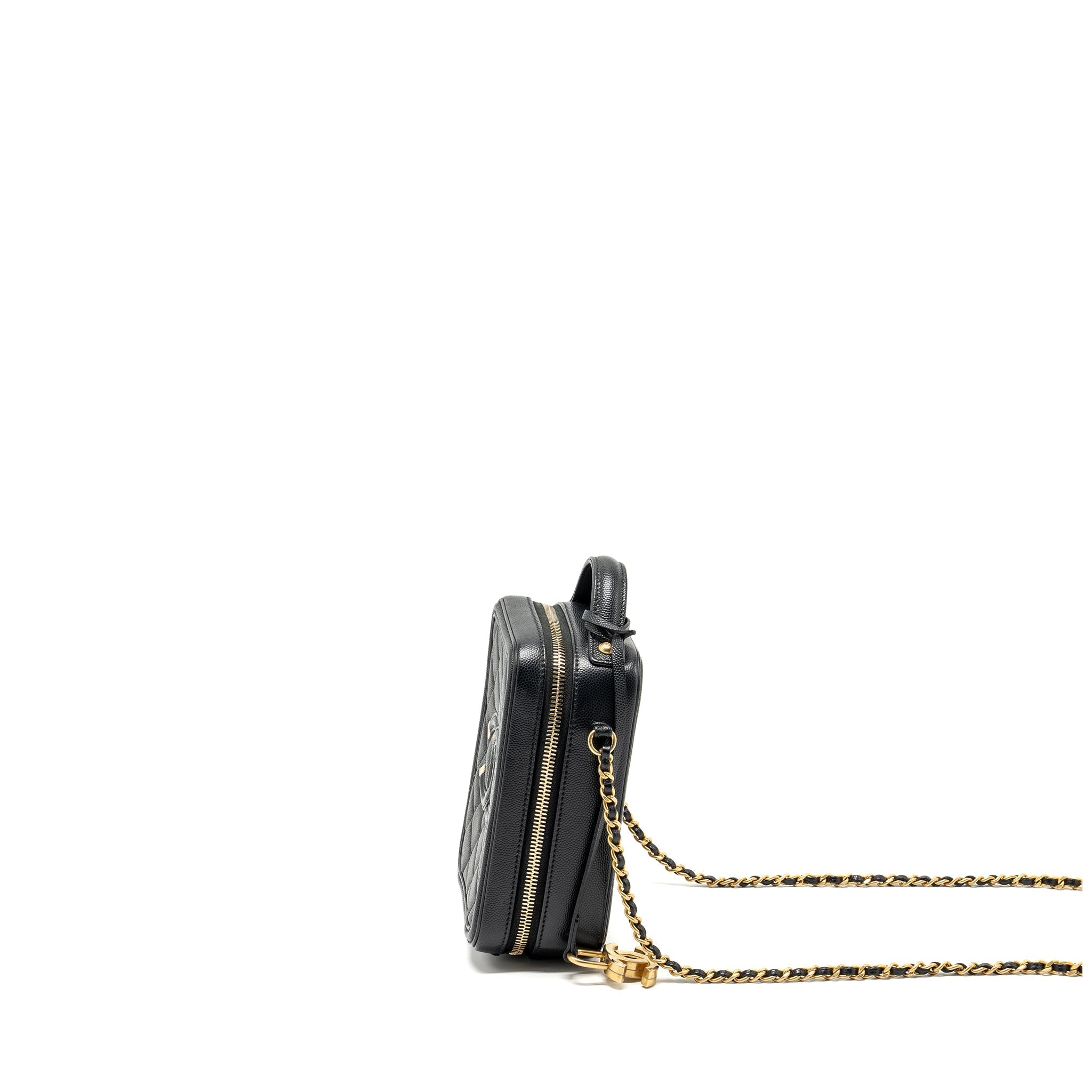 CHANEL FILIGREE VERTICAL VANITY CASE CAVIAR BLACK GHW