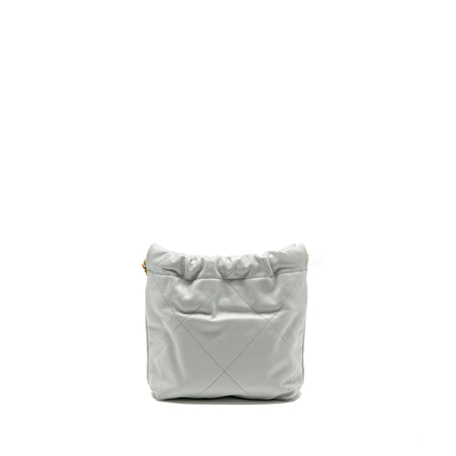 CHANEL MINI 22 BAG CALFSKIN LIGHT GREY GHW (MICROCHIP)