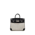 HERMES BIRKIN 25 TOILE H CANVAS/SWIFT LEATHER ECRU-NOIR/NOIR SHW