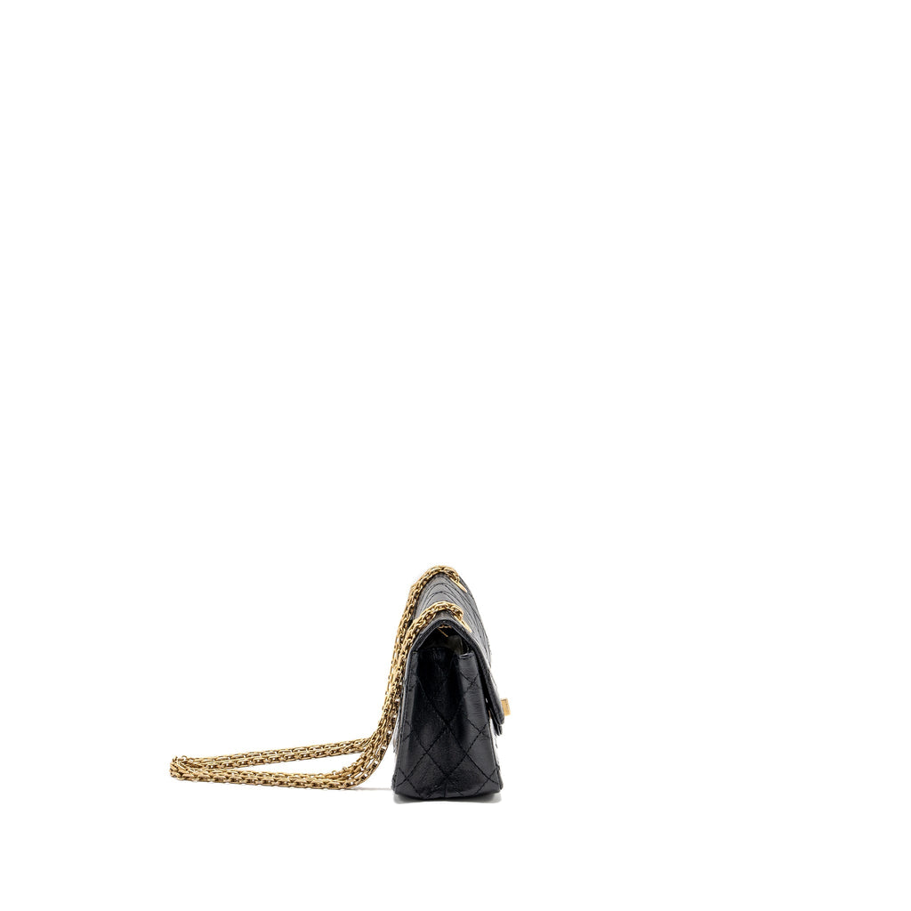 CHANEL MINI 2.55 REISSUE FLAP BAG AGED CALFSKIN BLACK GHW