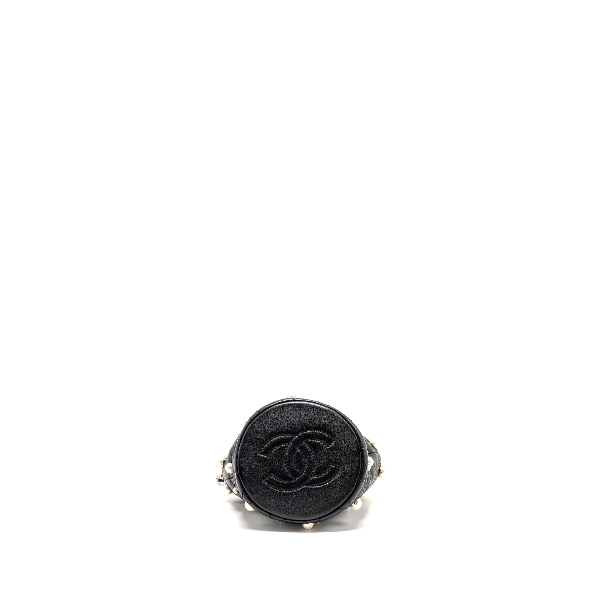 CHANEL ABOUT PEARLS QUILTED DRAWSTRING BUCKET BAG LAMBSKIN BLACK LGHW
