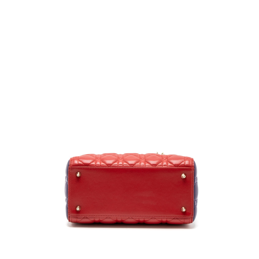 DIOR MEDIUM LADY DIOR BAG LAMBSKIN RED/MULTICOLOUR LGHW