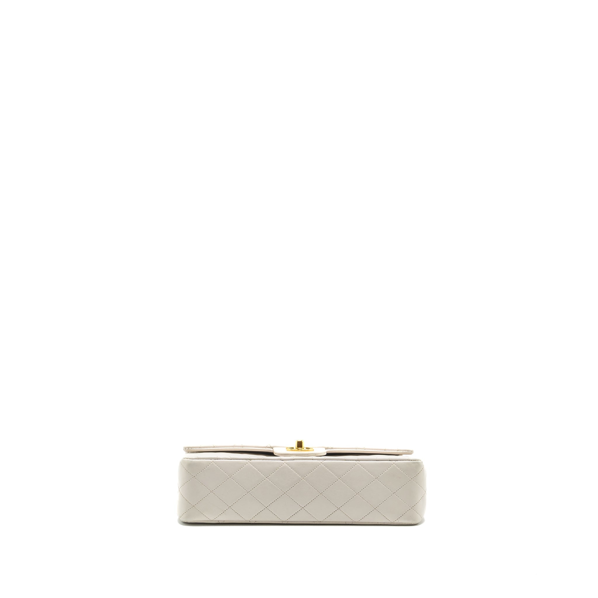 CHANEL VINTAGE MEDIUM CLASSIC DOUBLE FLAP BAG LAMBSKIN WHITE GHW