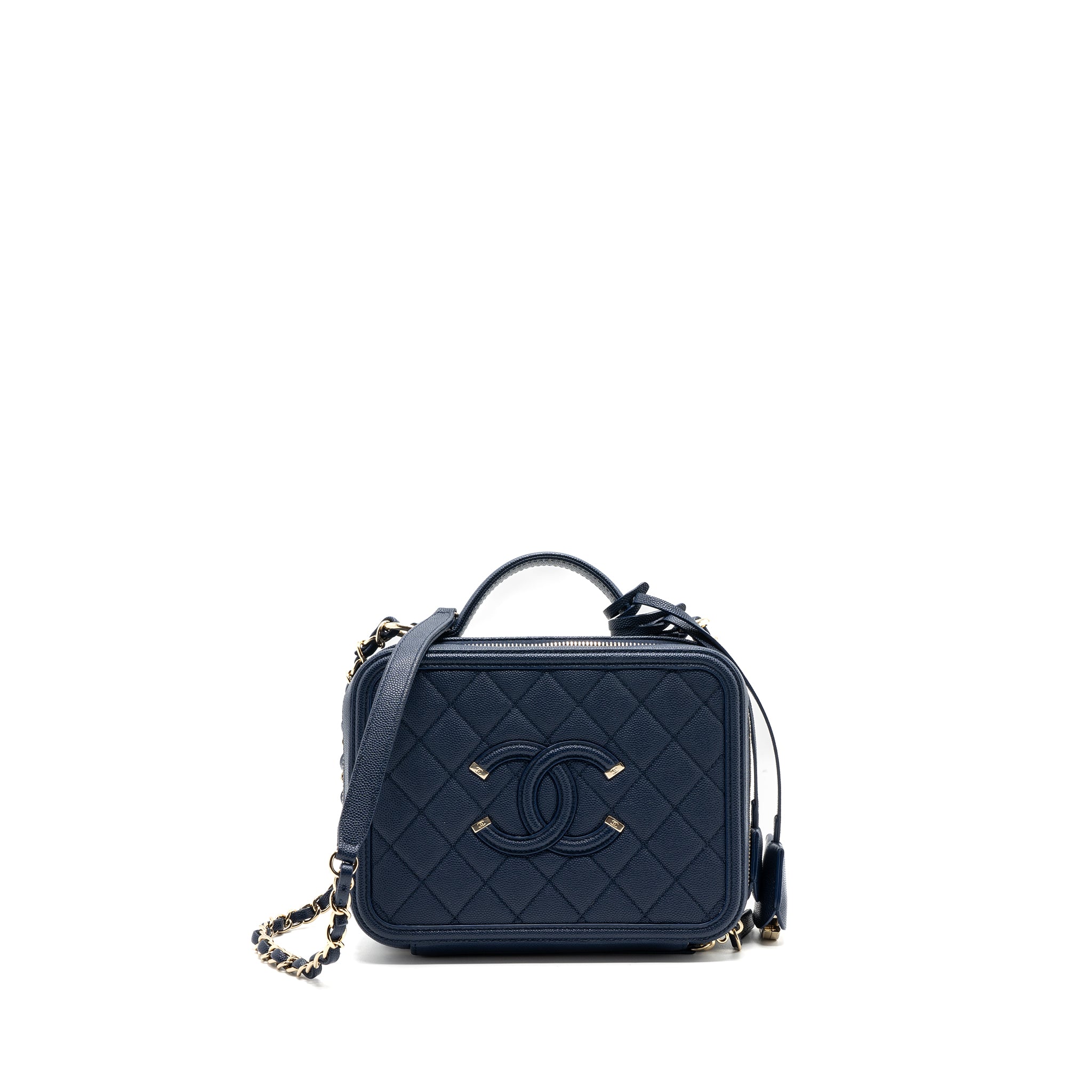 CHANEL FILIGREE CAMERA BAG CAVIAR DARK BLUE LGHW