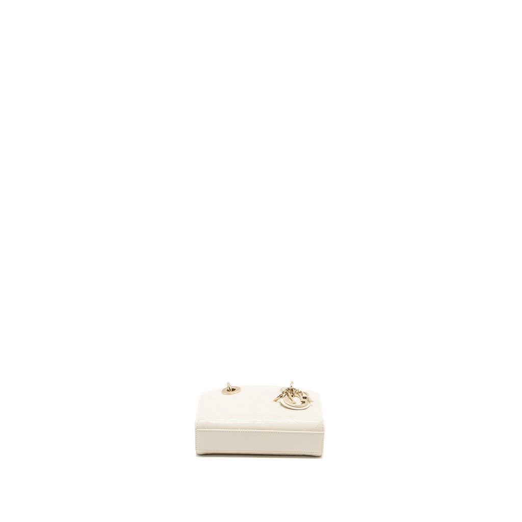 DIOR LADY D-JOY MICRO BAG PATENT CREAMY WHITE LGHW