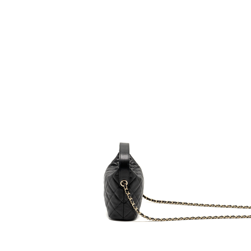 CHANEL QUILTED HOBO BAG CAVIAR BLACK GHW (MICROCHIP)