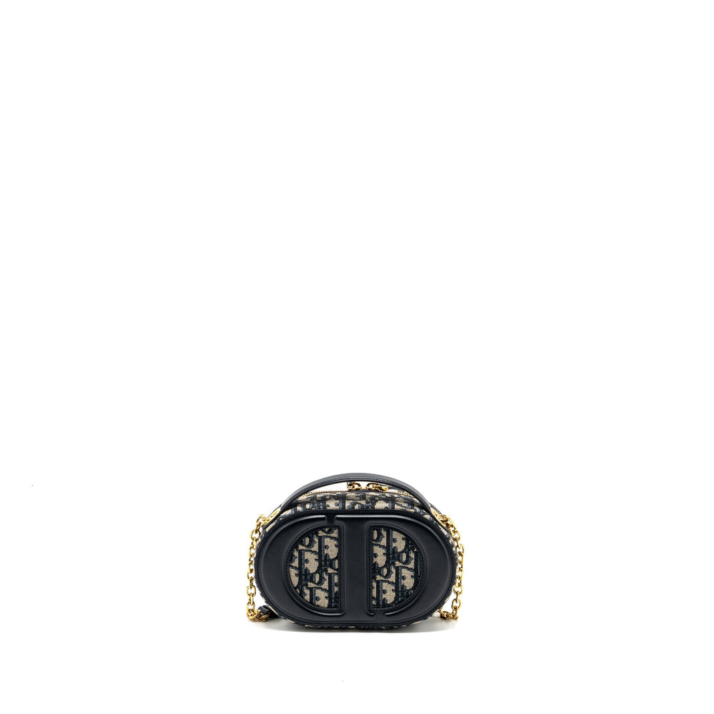 DIOR CD SIGNATURE OVAL CAMERA VAG DIOR OBLIQUE JACQUARD BLUE GHW