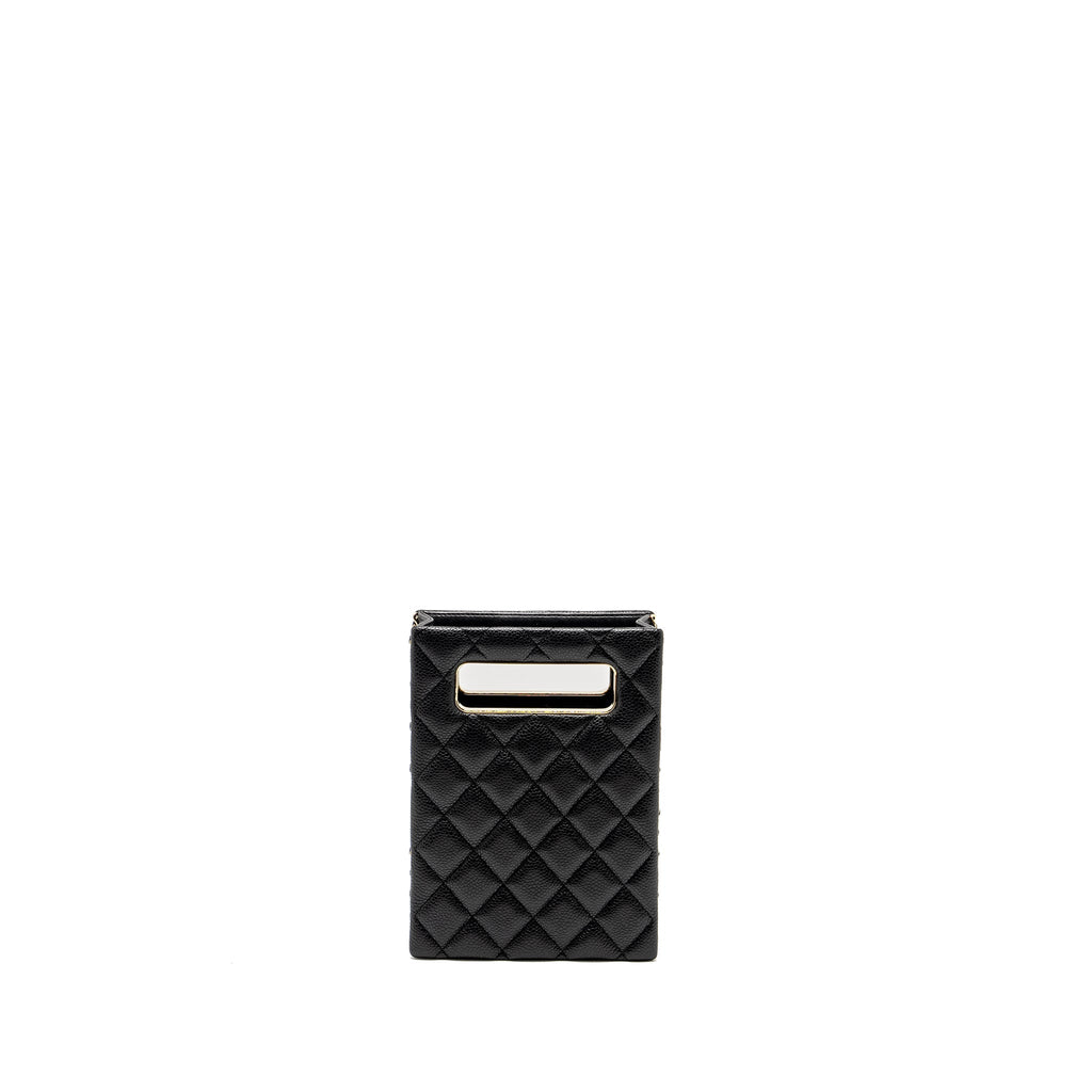 CHANEL QUILTED EVENING BOX BAG CAVIAR BLACK LGHW (MICROCHIP)